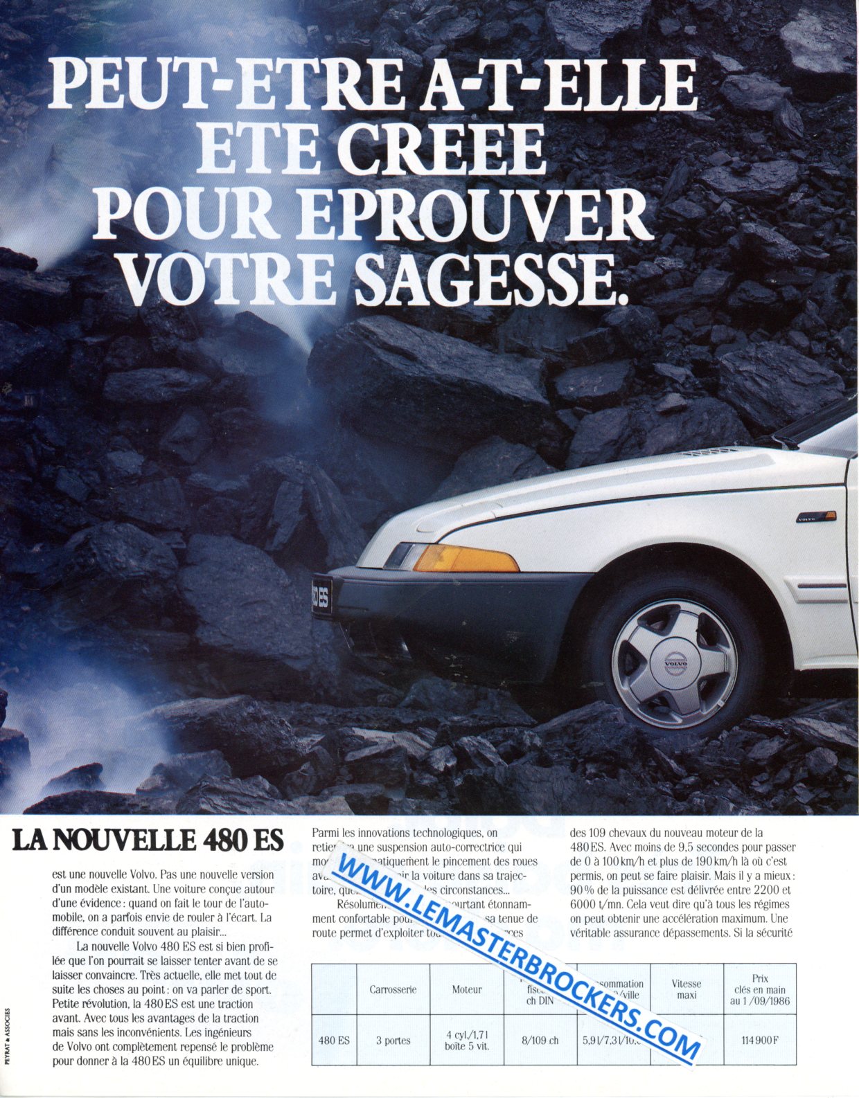 PUBLICITÉ VOLVO 480 ES 480ES - ADVERTISING 1986