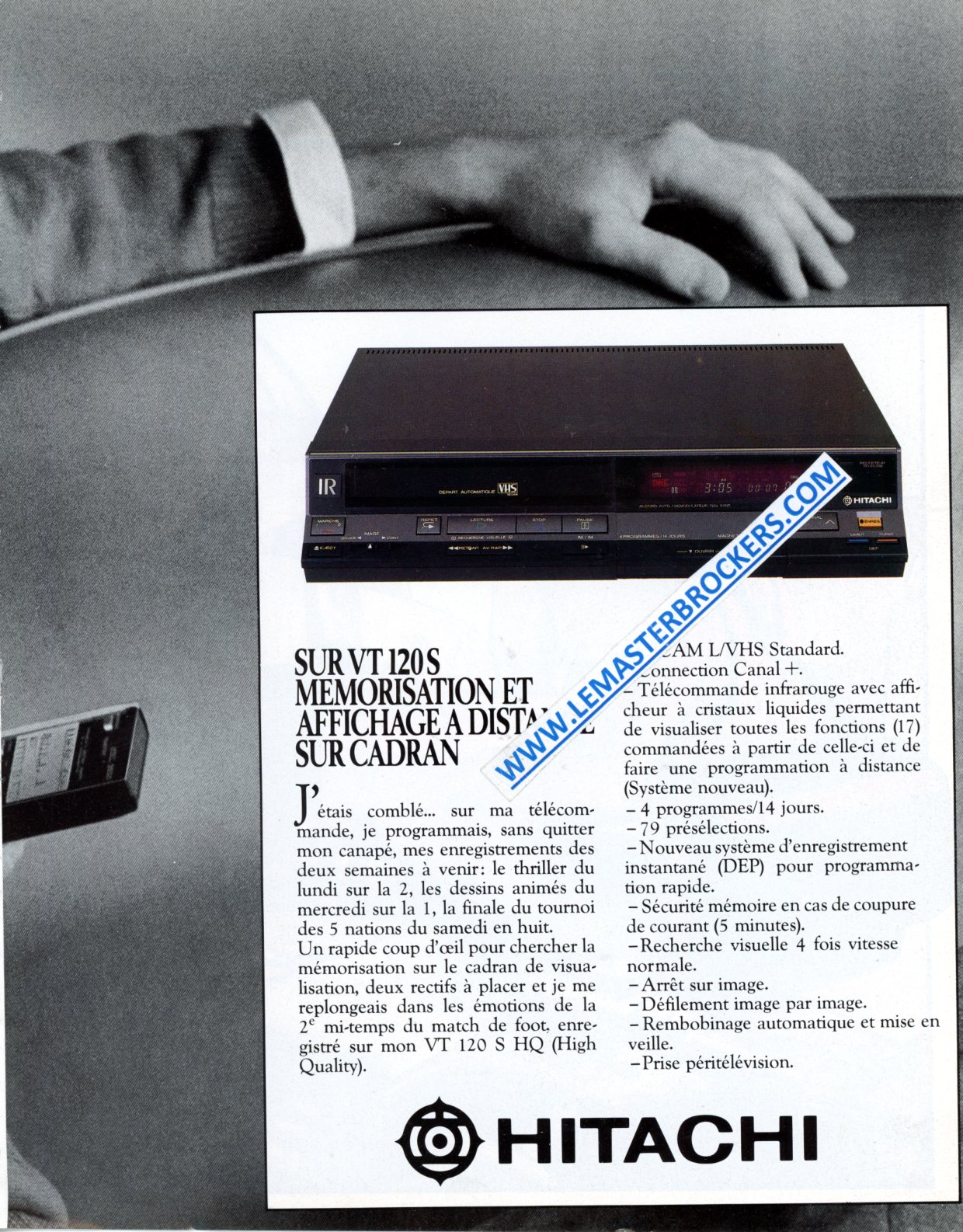PUBLICITÉ MAGNÉTOSCOPE VHS HITACHI VT 120S HQ - ADVERTISING 1986