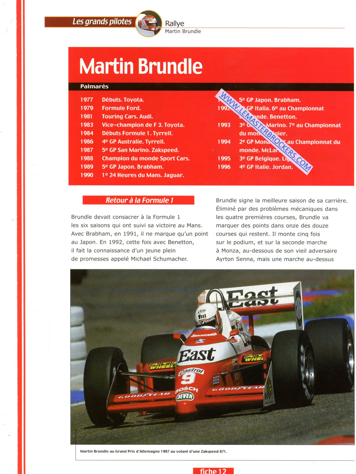 FICHE PILOTE MARTIN BRUNDLE