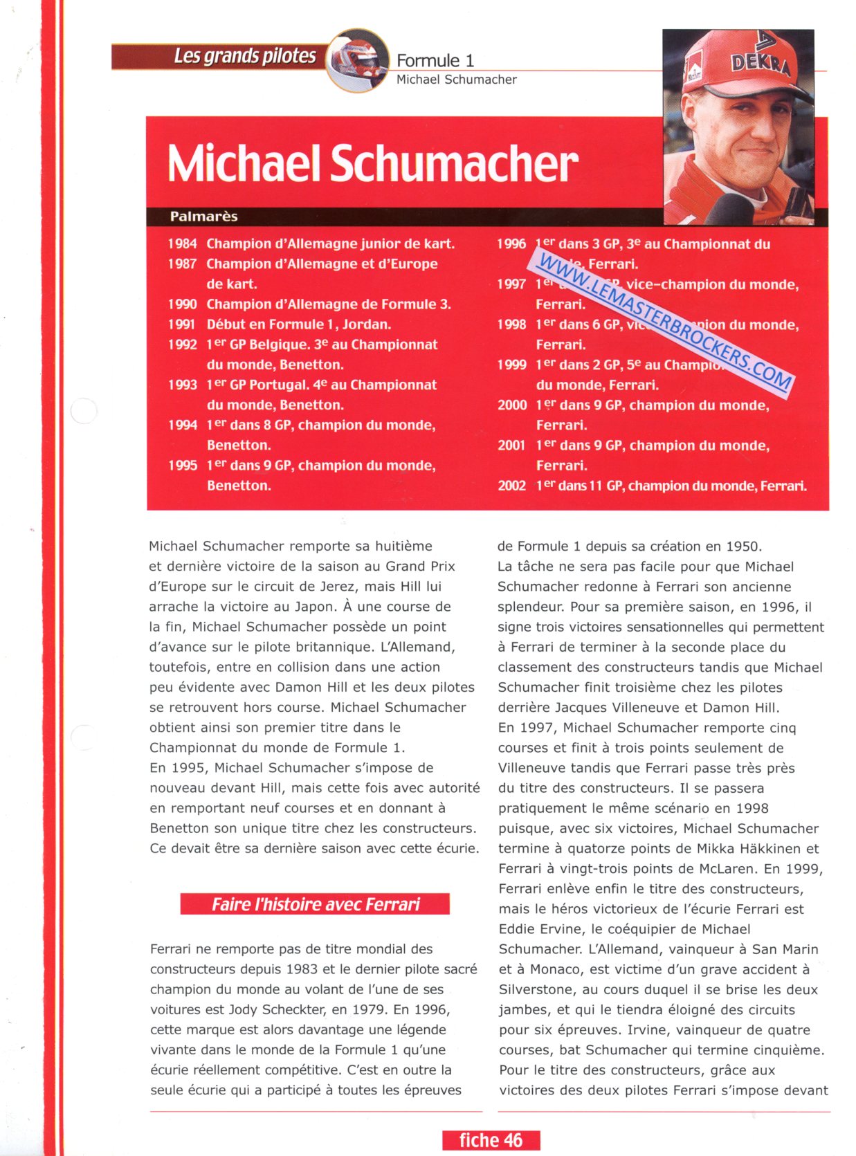 FICHE PILOTE MICHEL SCHUMACHER