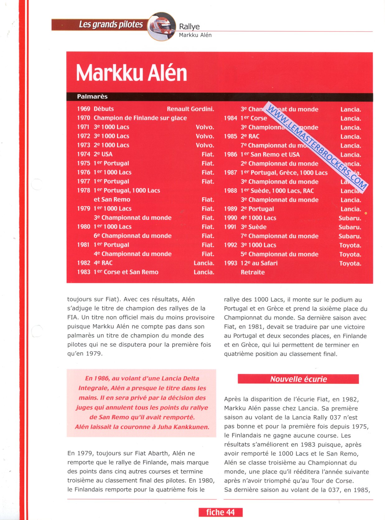FICHE PILOTE MARKKU ALÉN