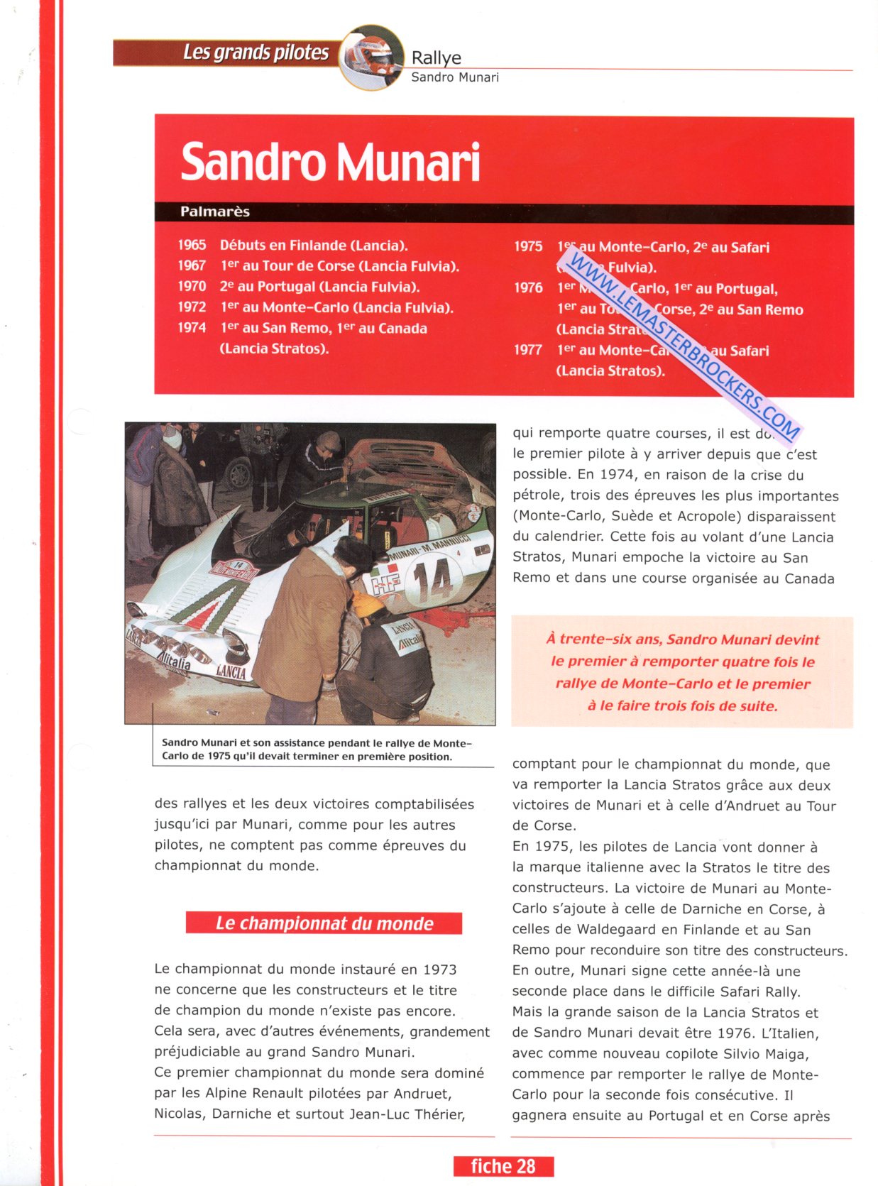 FICHE PILOTE SANDRO MUNARI