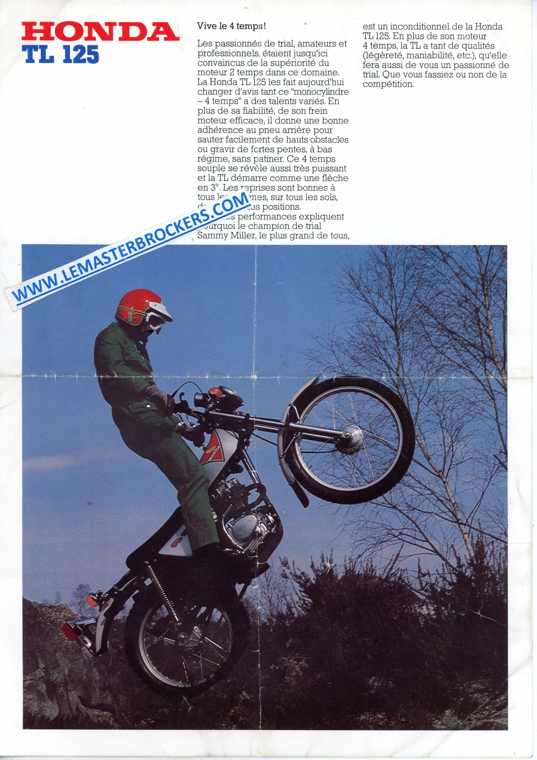 BROCHURE MOTO TRIAL HONDA TL 125 TL125 1976