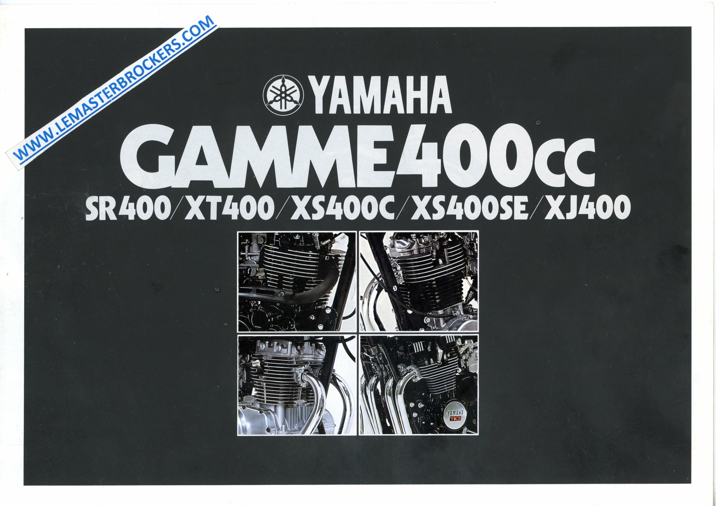 brochure moto YAMAHA GAMME 400CC  SR400 XT400 XS400C XS400SE XJ400