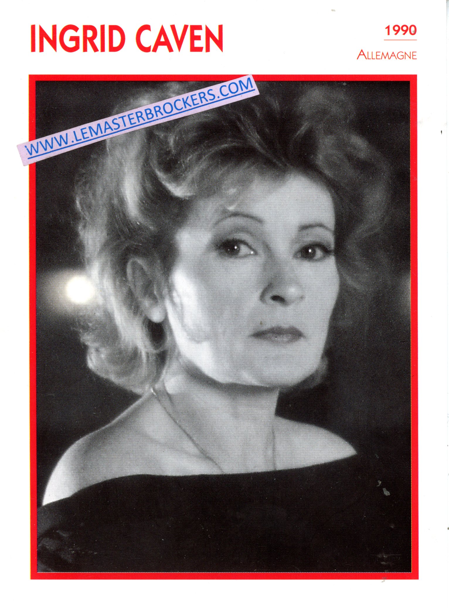 FICHE ACTRICE INGRID CAVEN 1990