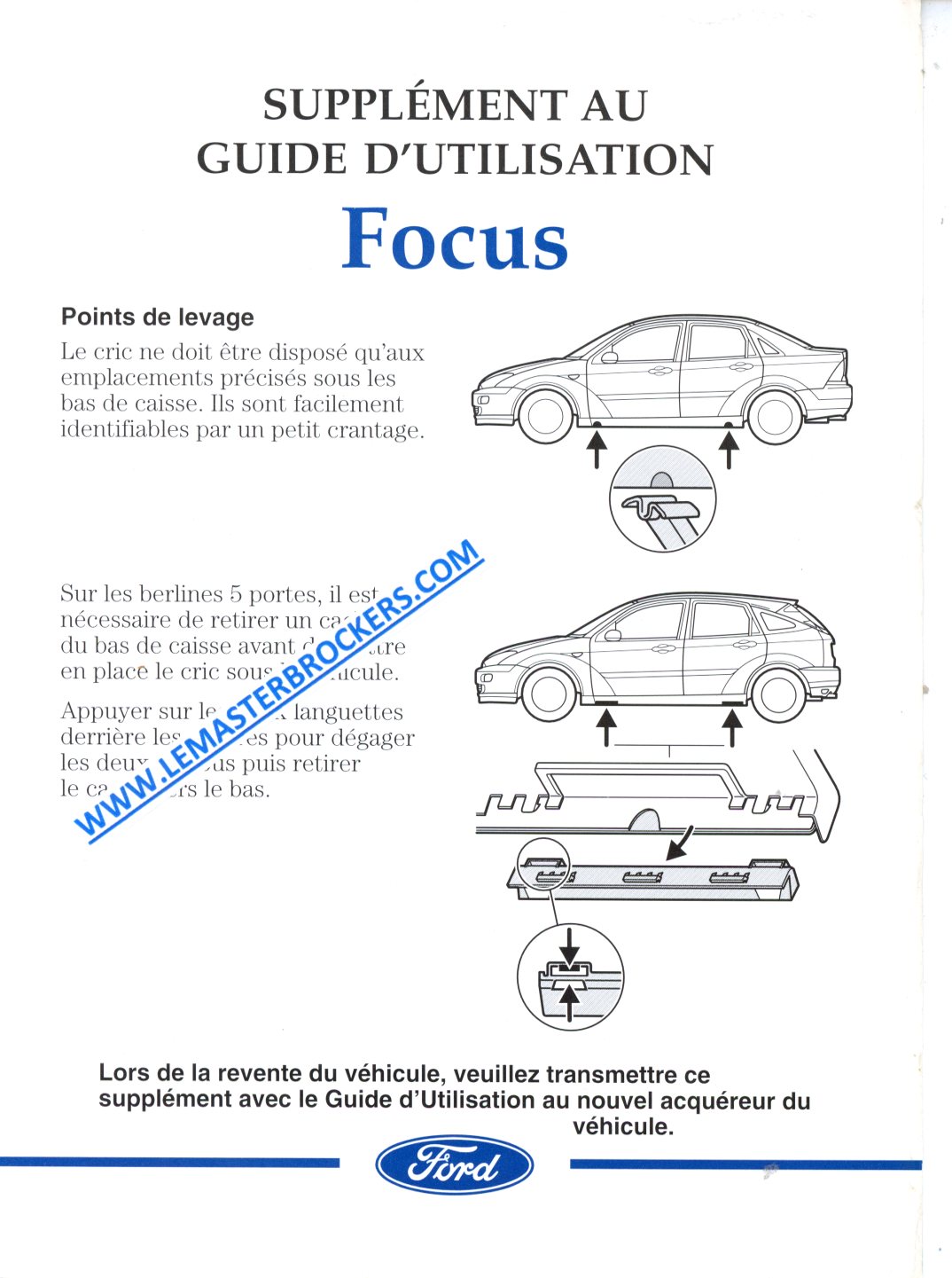 FORD FOCUS - MANUEL DU CONDUCTEUR EDITION DE 1998