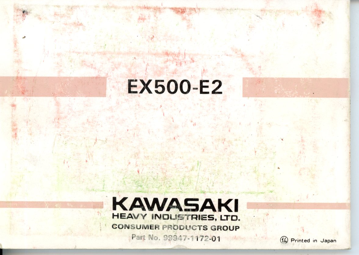KAWASAKI GPZ500S - MANUEL DU PROPRIETAIRE GPZ 500 S