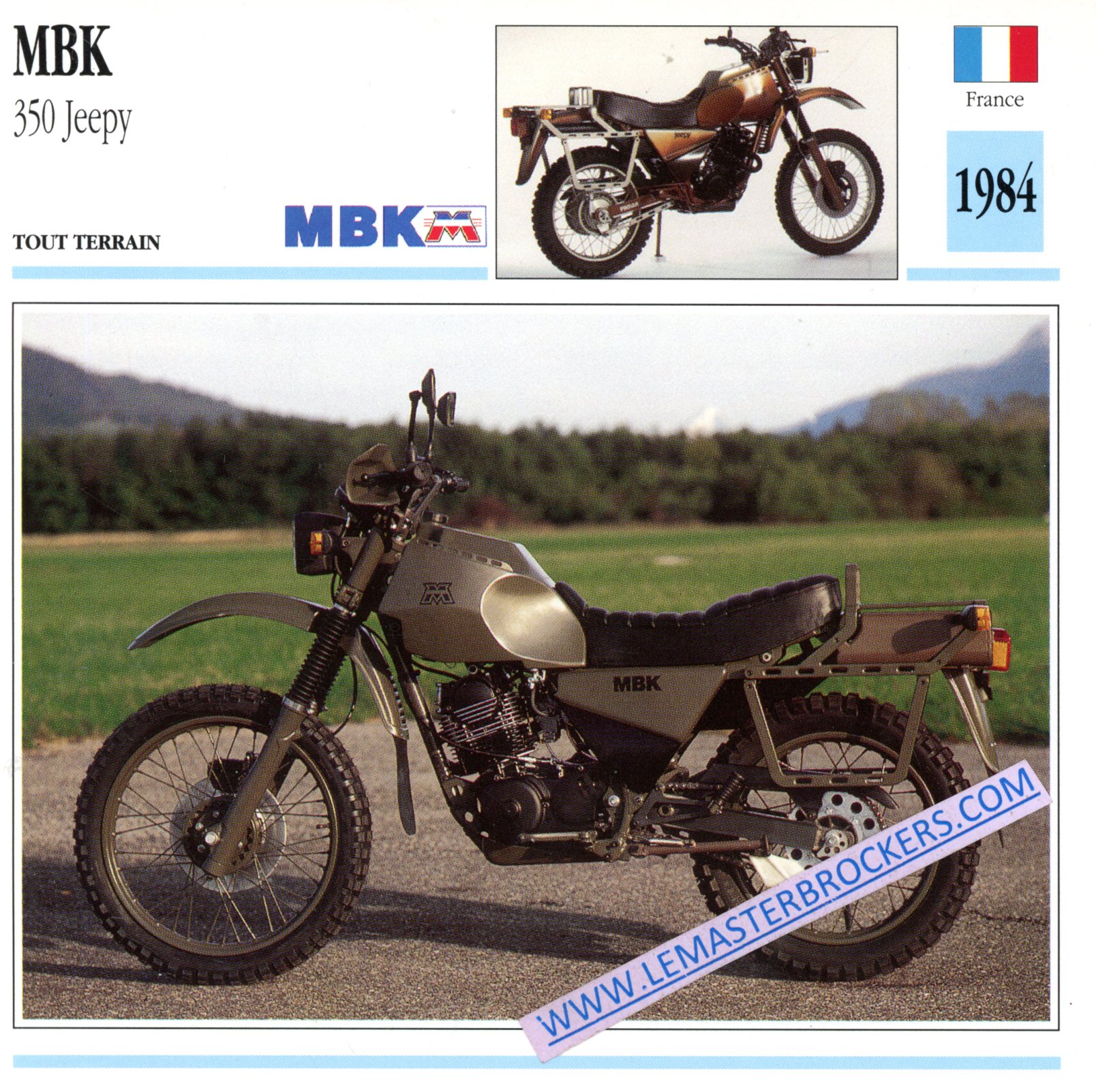 FICHE MBK 350 JEEPY 1984 - YAMAHA XT