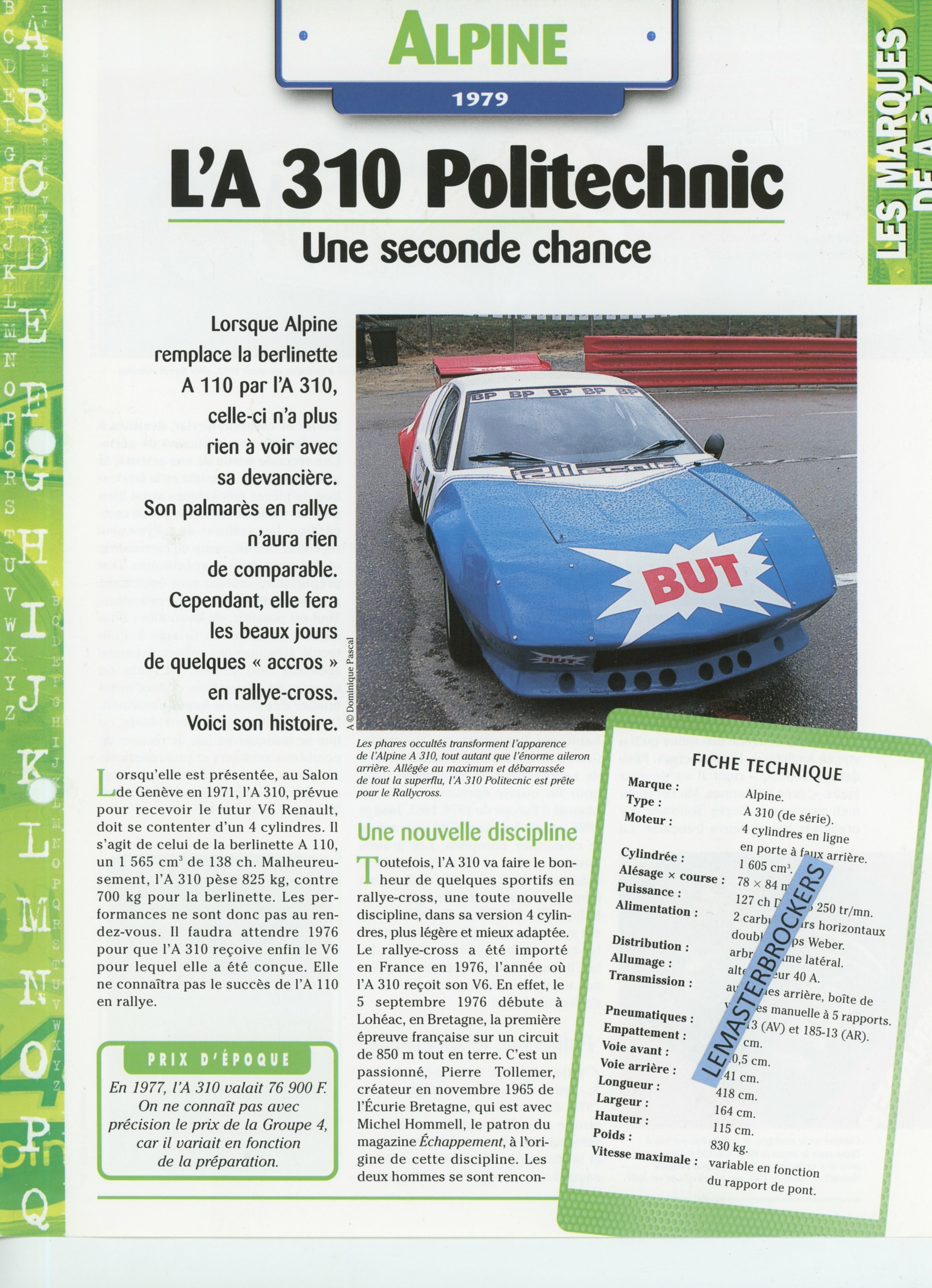 RENAULT-ALPINE-A310-FICHE-AUTO-HACHETTE-LEMASTERBROCKERS