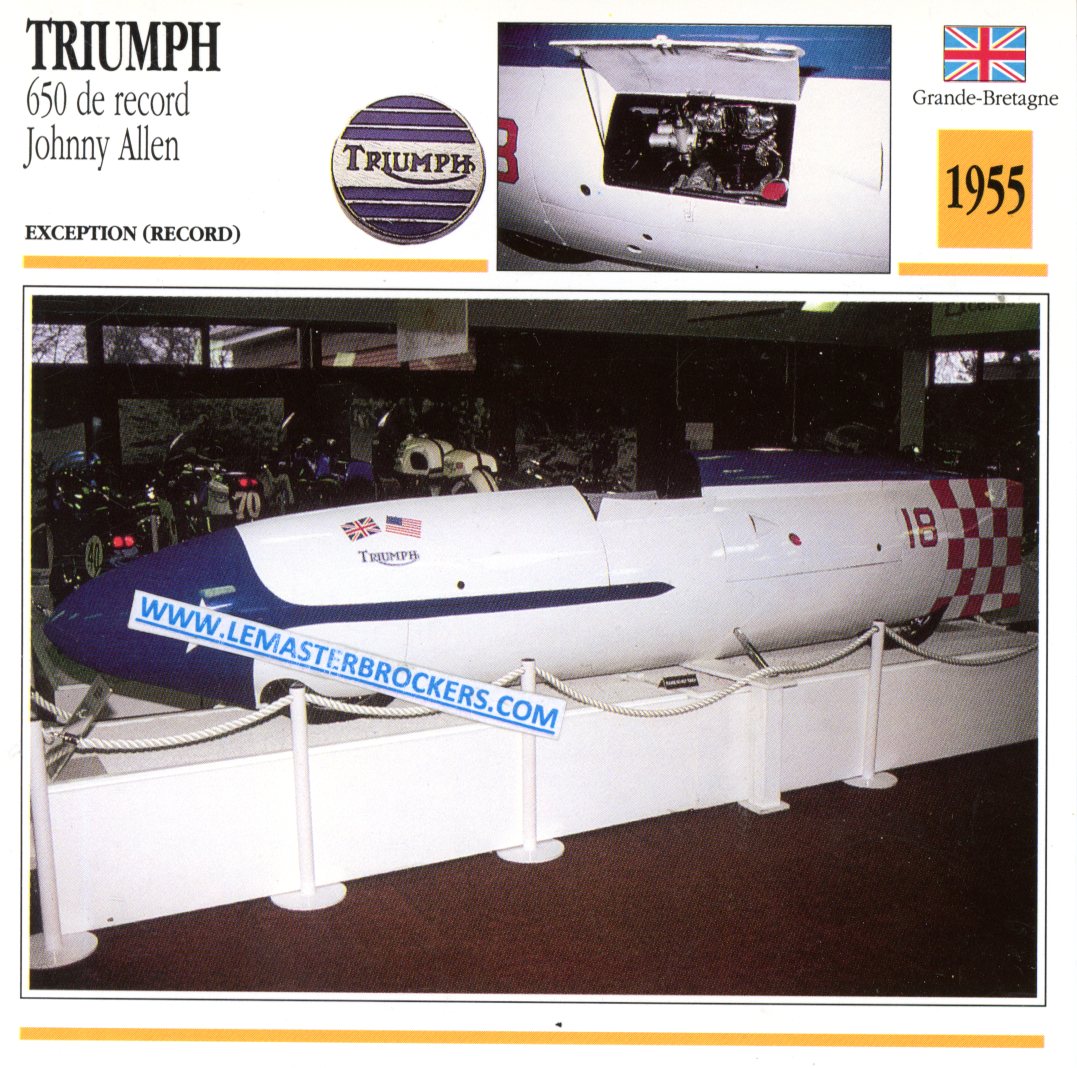 TRIUMPH 650 DE RECORD 1955 JOHNNY ALLEN