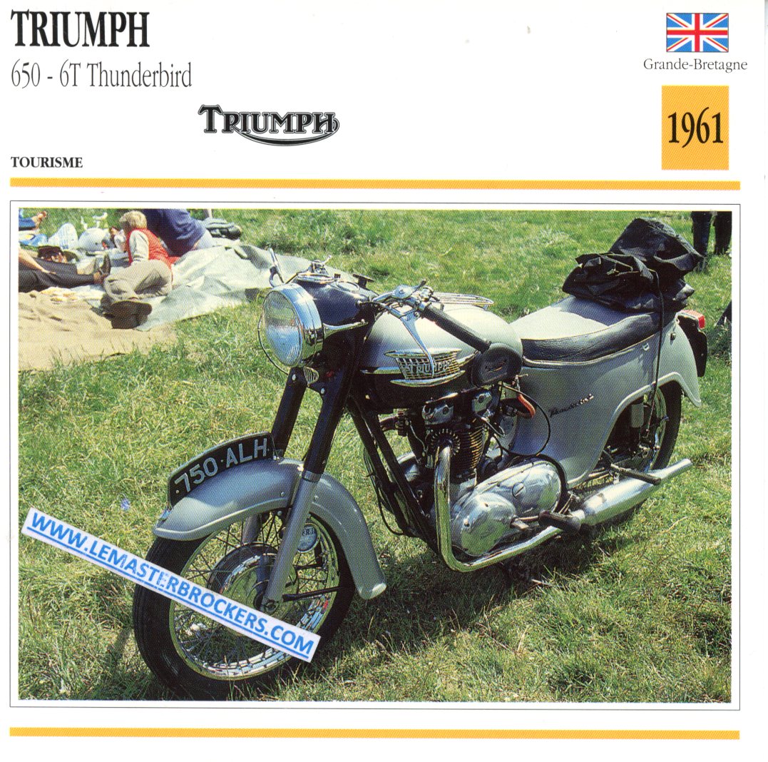 FICHE MOTO TRIUMPH 650 6T THUNDERBIRD 1961