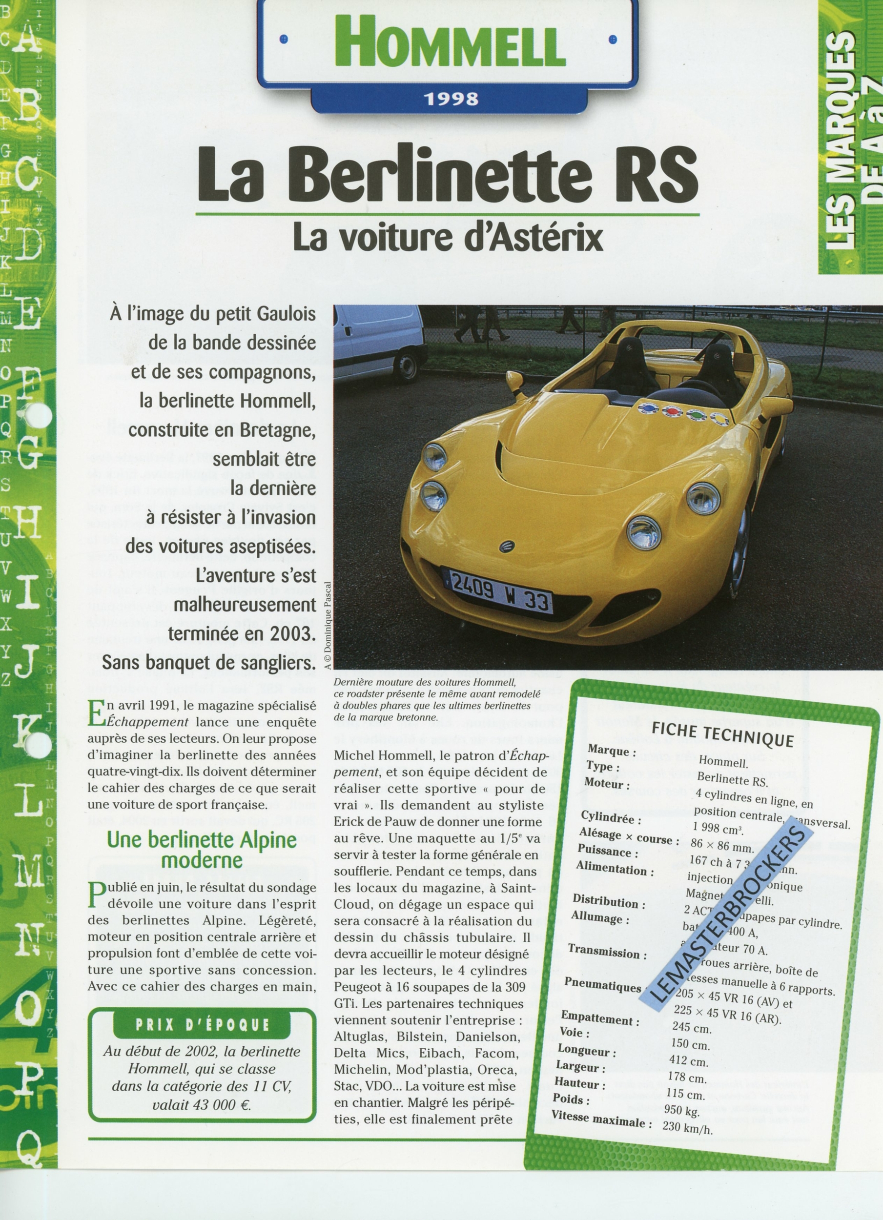 HOMMELL-BERLINETTE-RS-TRACK-FICHE-AUTO-HACHETTE-LEMASTERBROCKERS