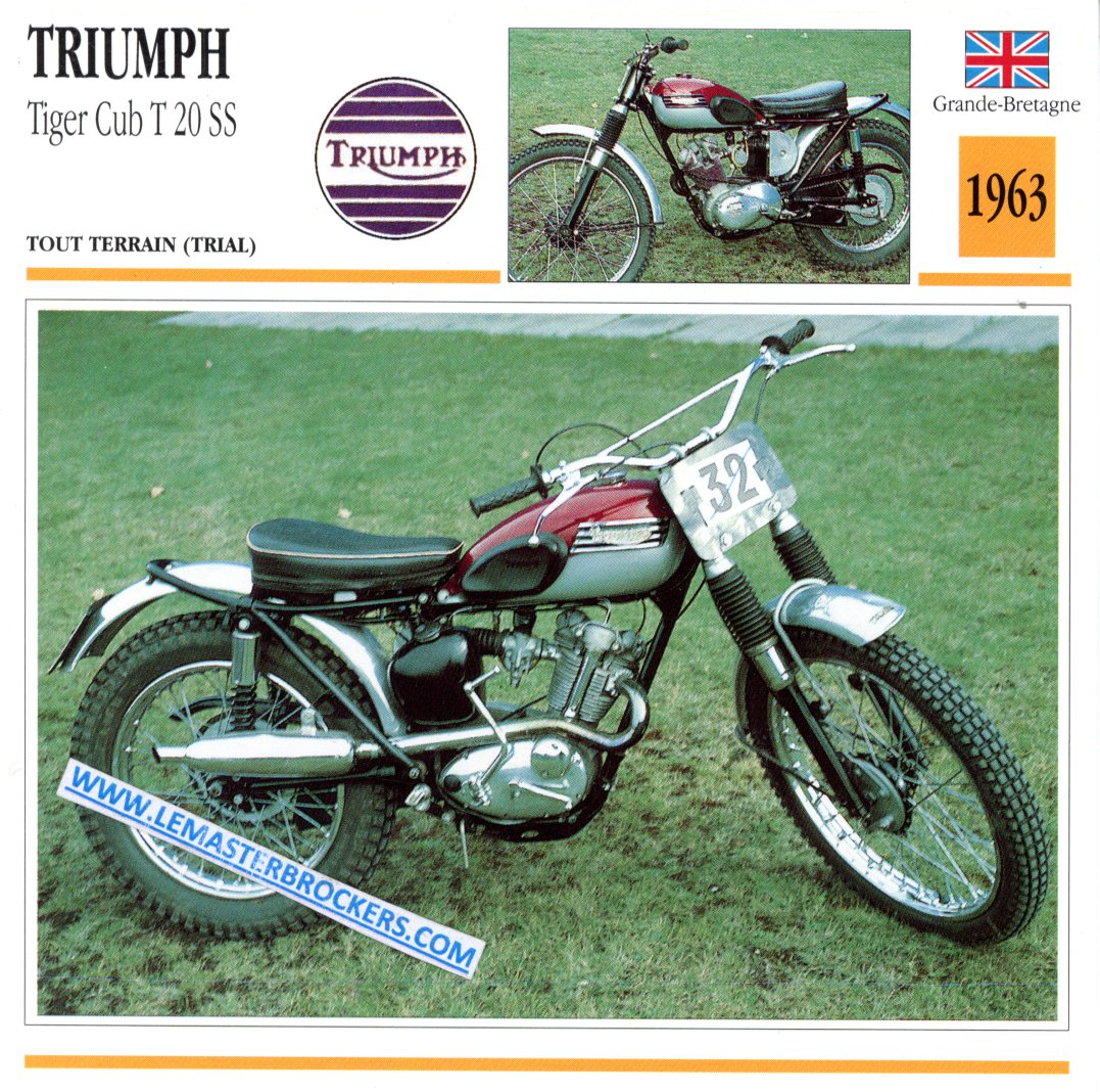 FICHE MOTO TRIUMPH TIGER CUB T20 SS 1963