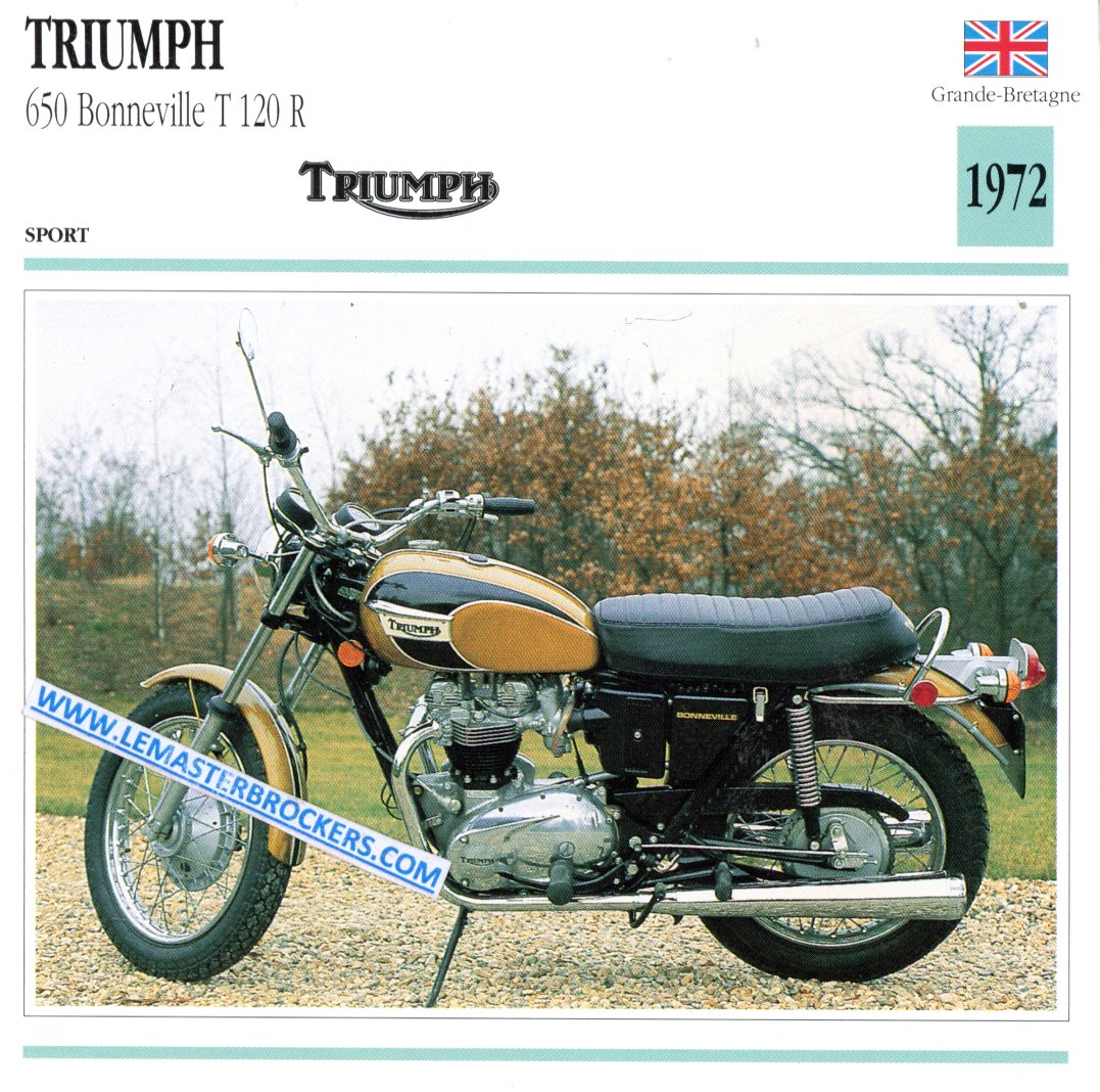 FICHE MOTO TRIUMPH BONNEVILLE 650 T120R 1972