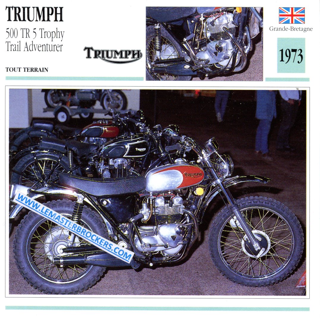FICHE MOTO TRIUMPH 500 TR5 TROPHY TRAIL ADVENTER 1973
