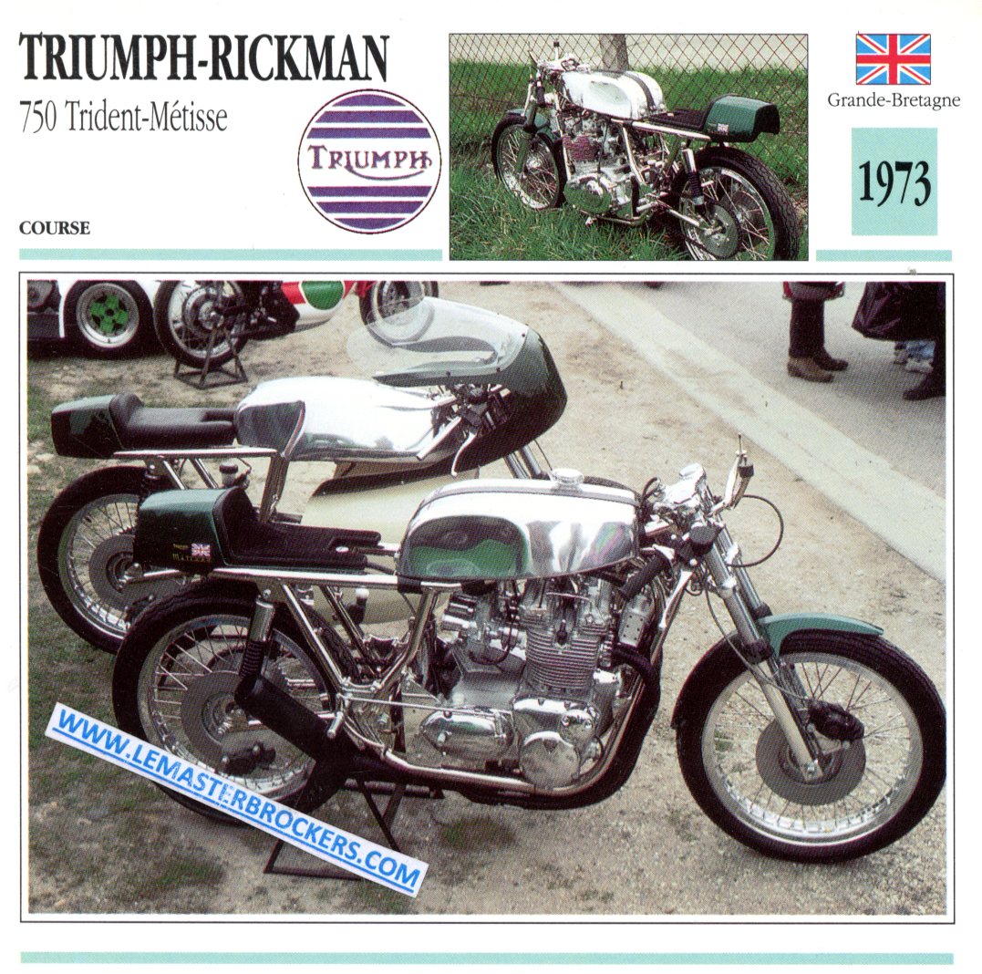 FICHE TRIUMPH RICKMAN 750 TRIDENT METISSE 1973