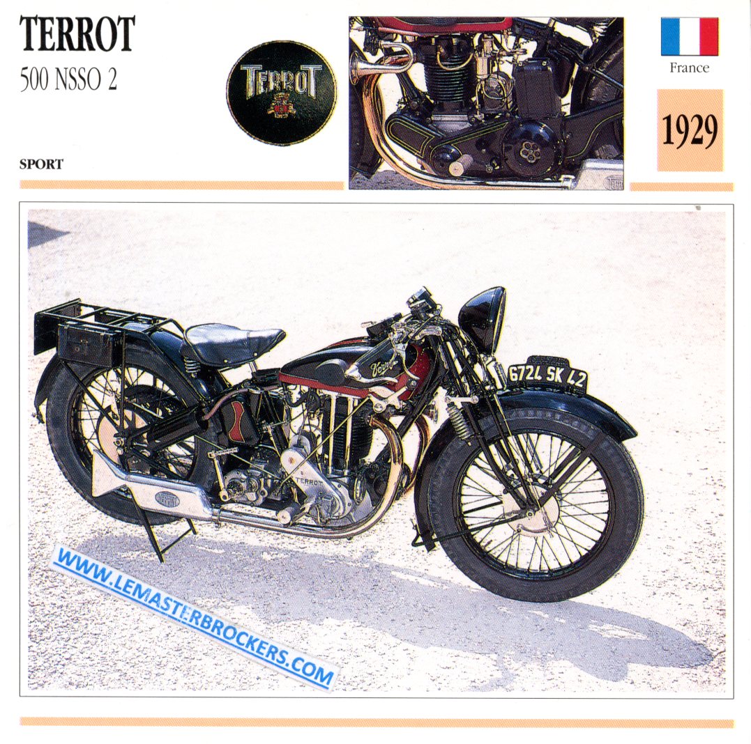 FICHE CARACTERISTIQUES TERROT 500 HSSO 2 DE 1929