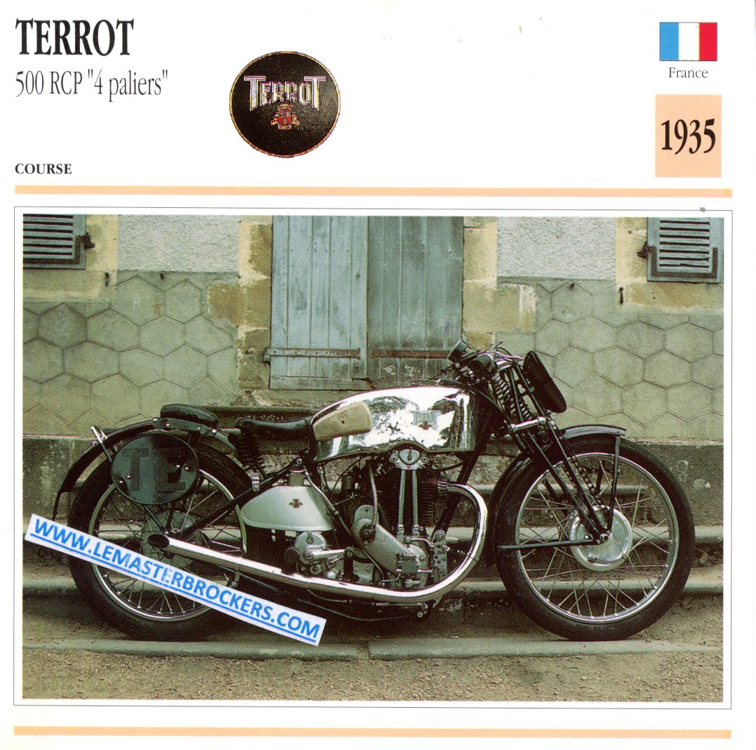 FICHE CARACTERISTIQUES TERROT 500 RCP 4 PALIERS 1935