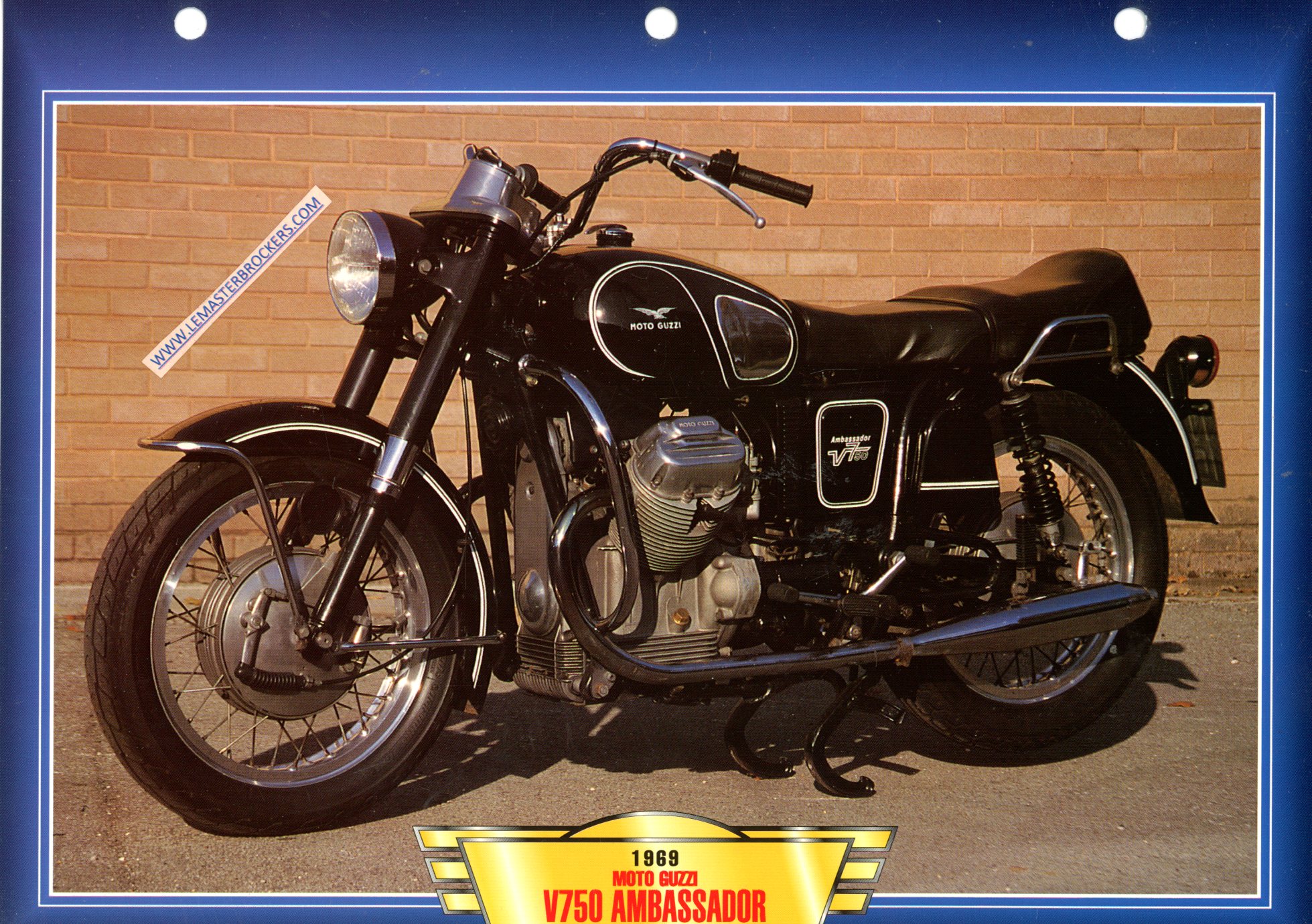 DOCUMENT MOTO GUZZI V750 AMBASSADOR 1969 - FICHE MOTO