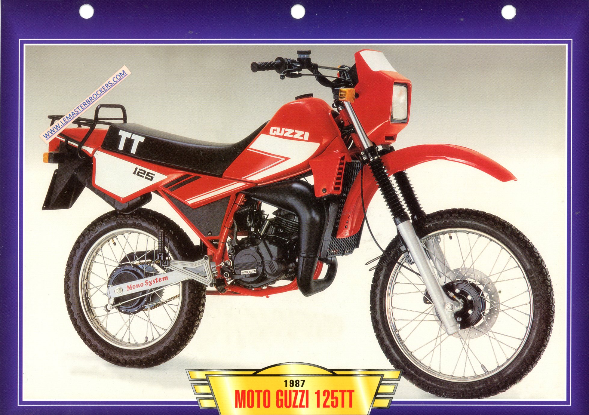 DOCUMENT MOTO GUZZI 125 TT 1987 - FICHE MOTO 125TT