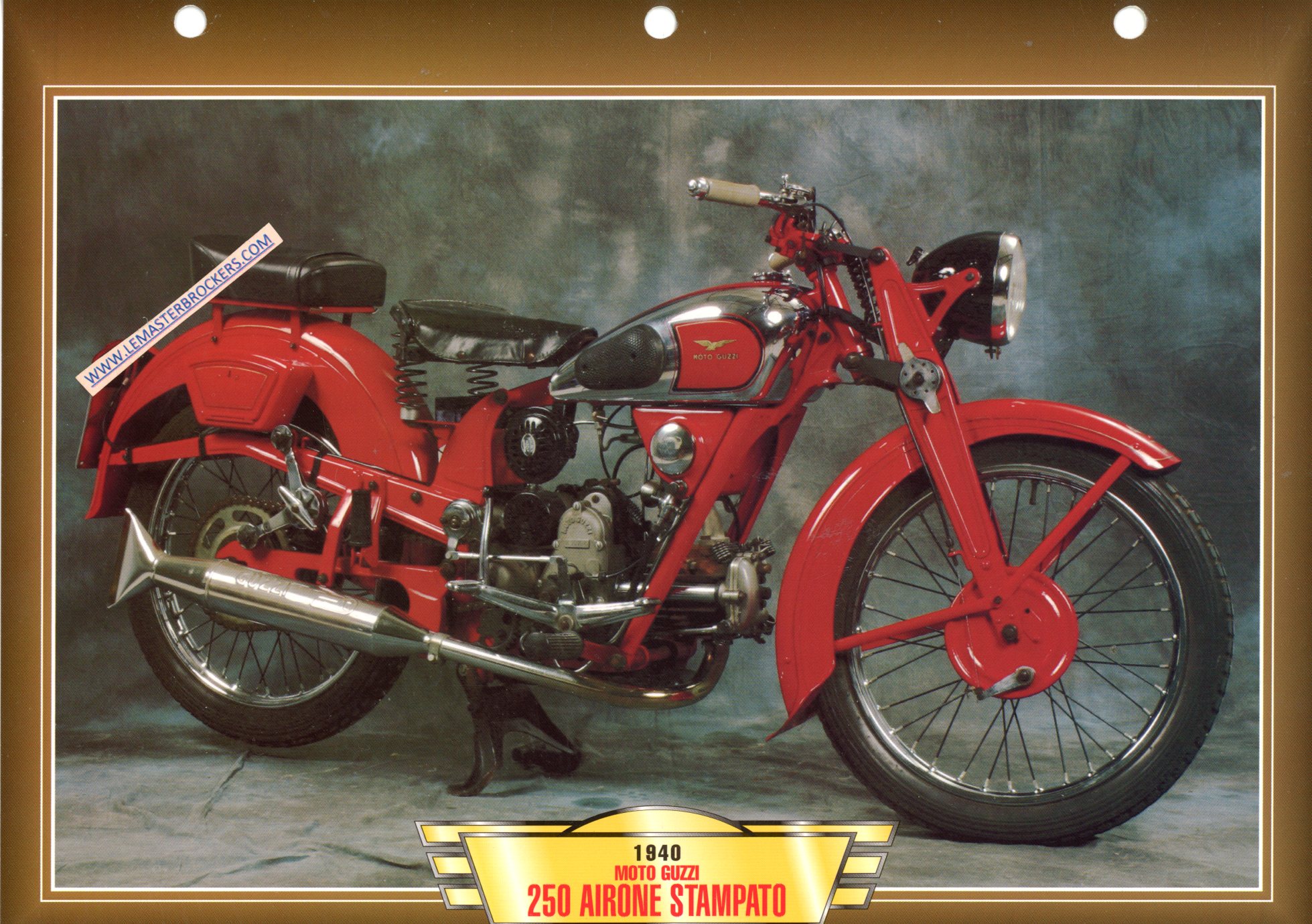 DOCUMENT MOTO GUZZI 250 AIRONE STAMPATO 1940 - FICHE MOTO