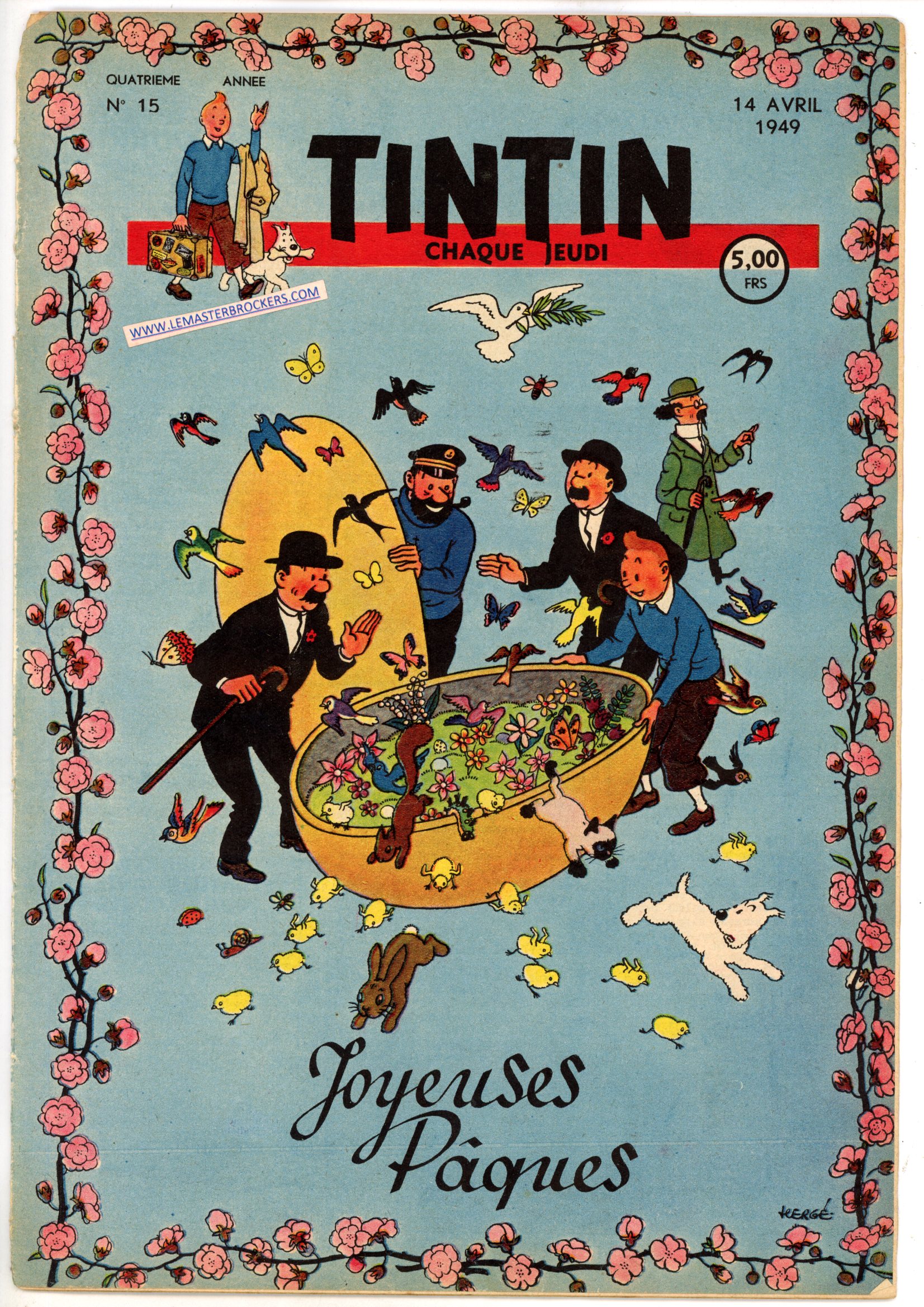 JOURNAL DE TINTIN 1949 DU 14 AVRIL - COUVERTURE HERGE