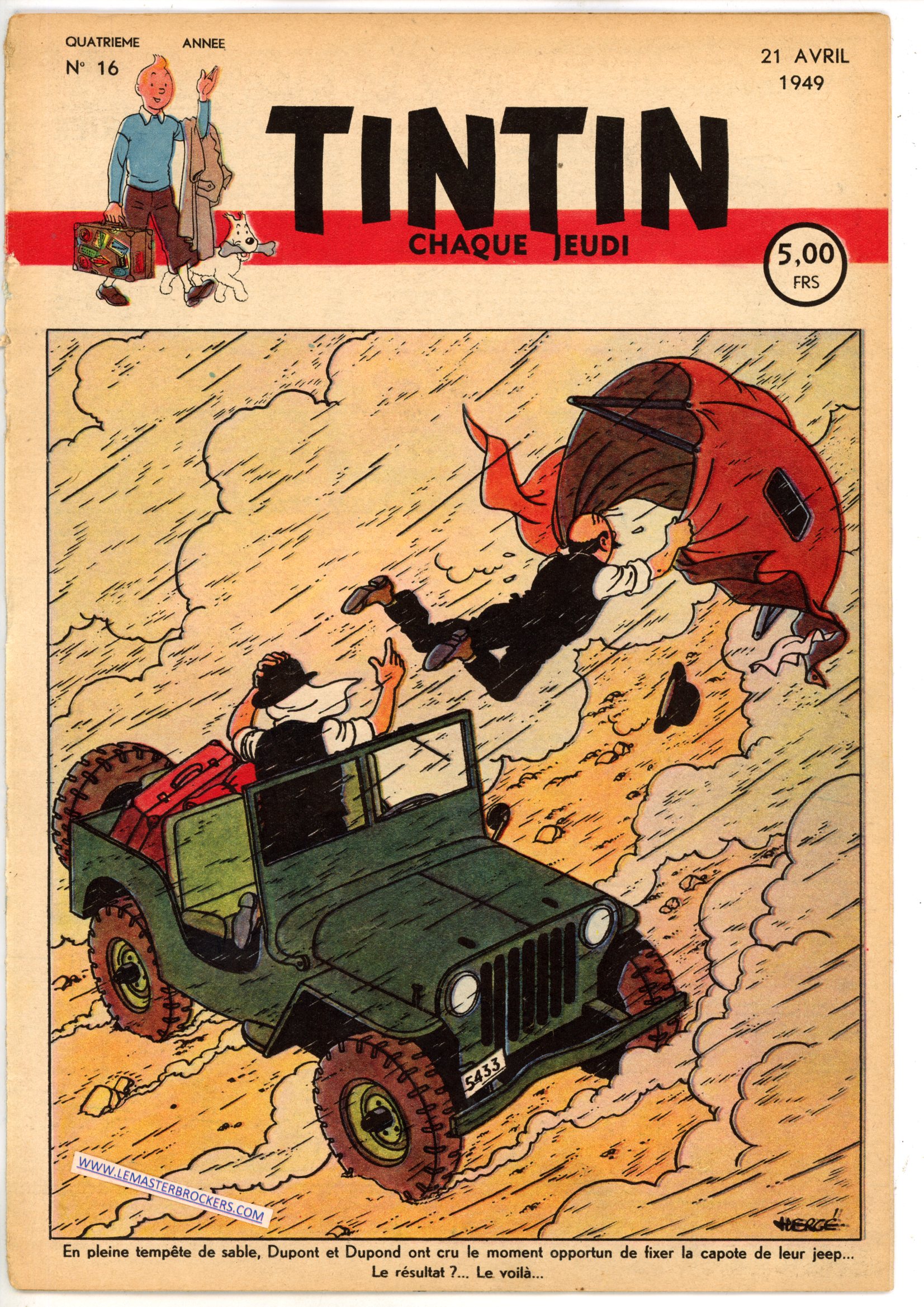 JOURNAL DE TINTIN 1949 DU 21 AVRIL - COUVERTURE HERGE