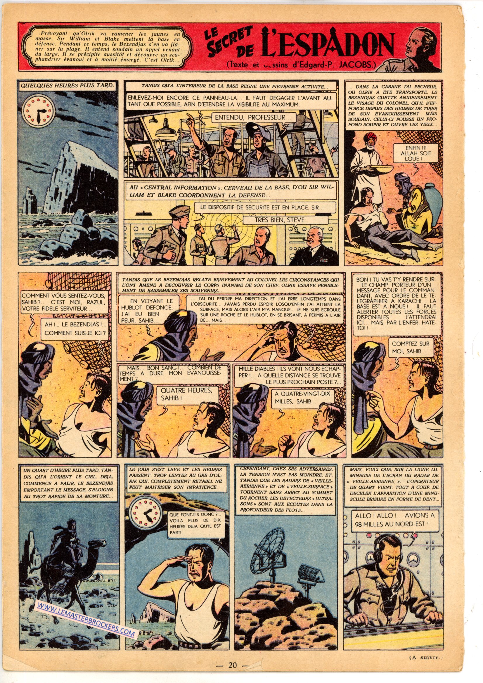 PLANCHE JACOB SECRET ESPADON 1949 JOURNAL TINTIN
