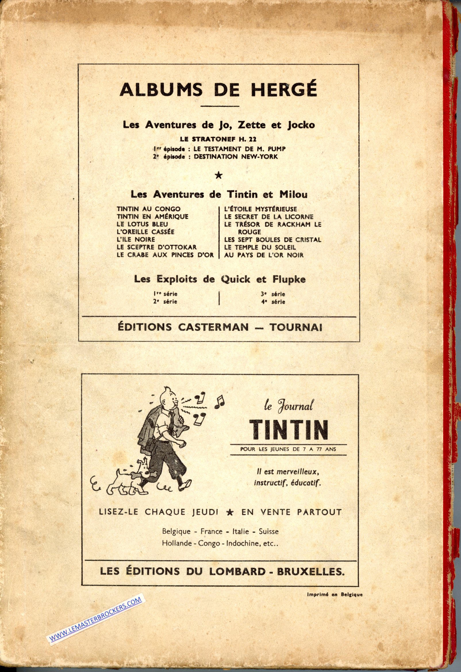 TINTIN 1951 - LEMASTERBROCKERS