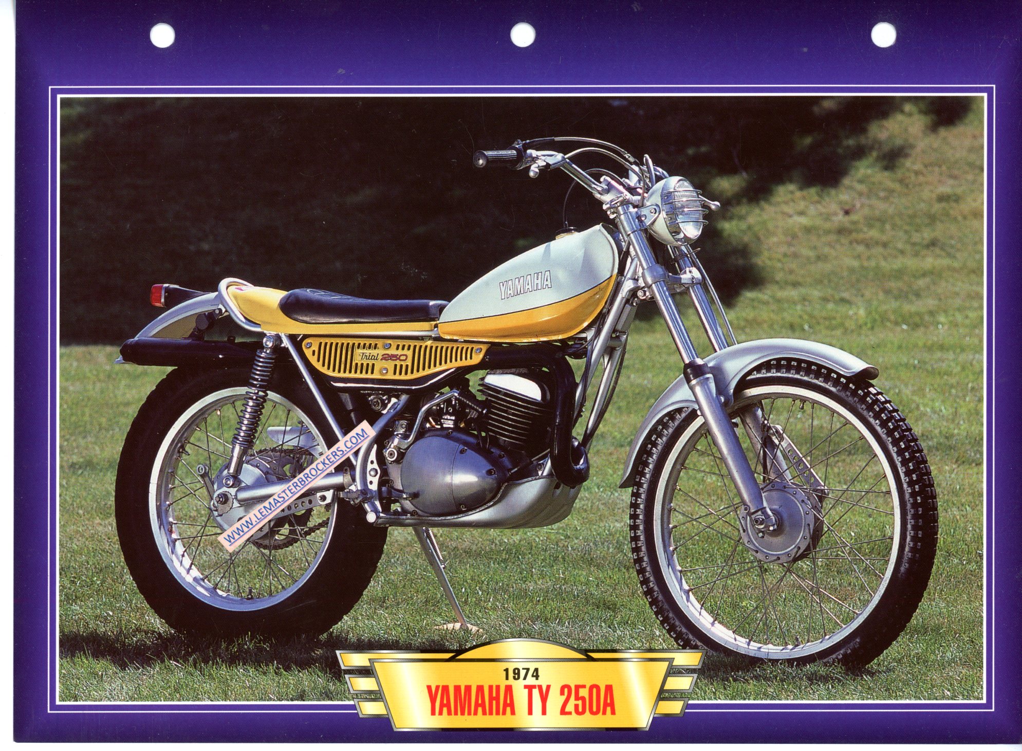 DOCUMENT MOTO TRIAL YAMAHA TY 250 A TY250 A 1974