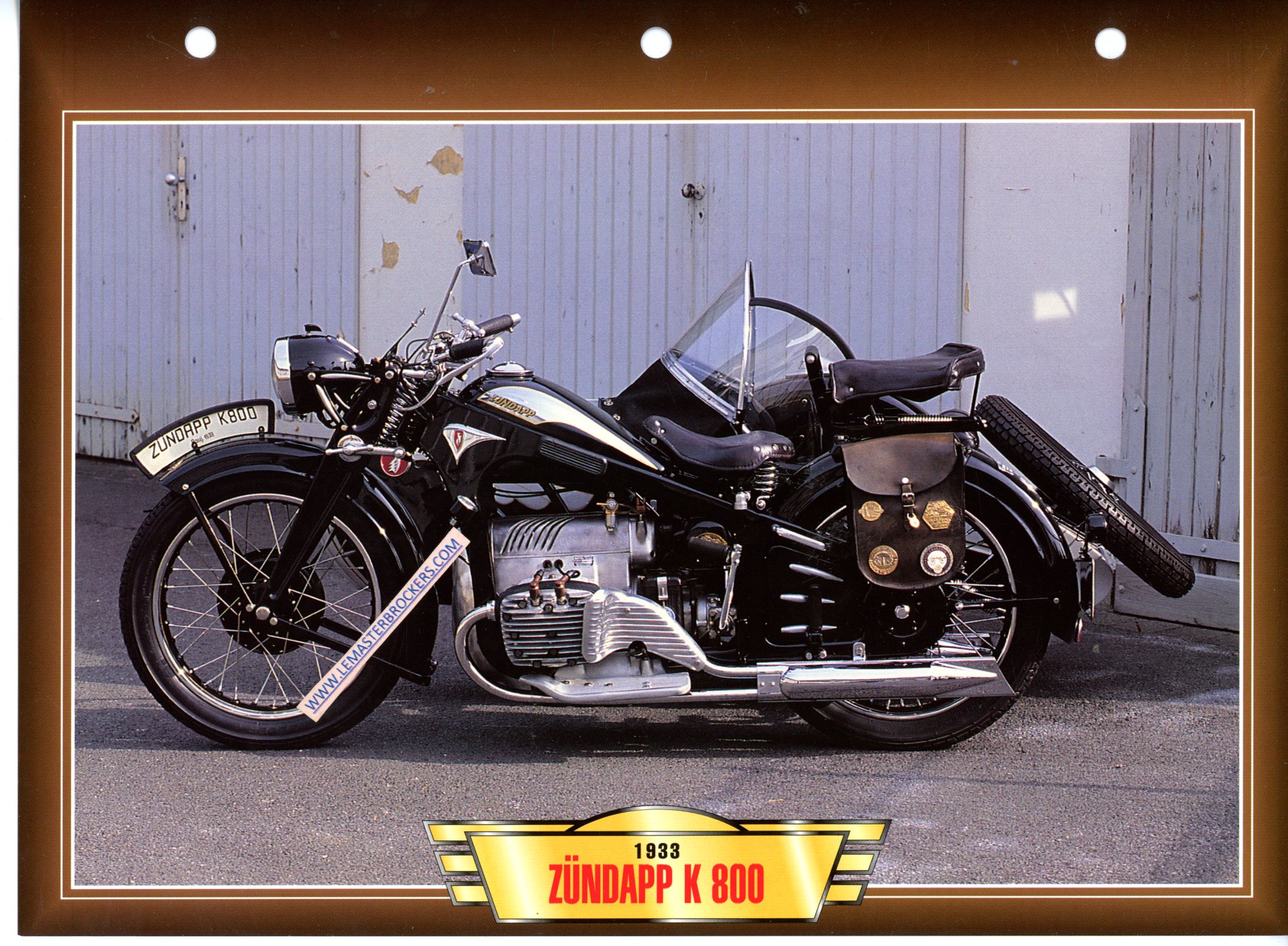 DOCUMENT MOTO ZUNDAPP K 800 K800 1933 SIDE CAR