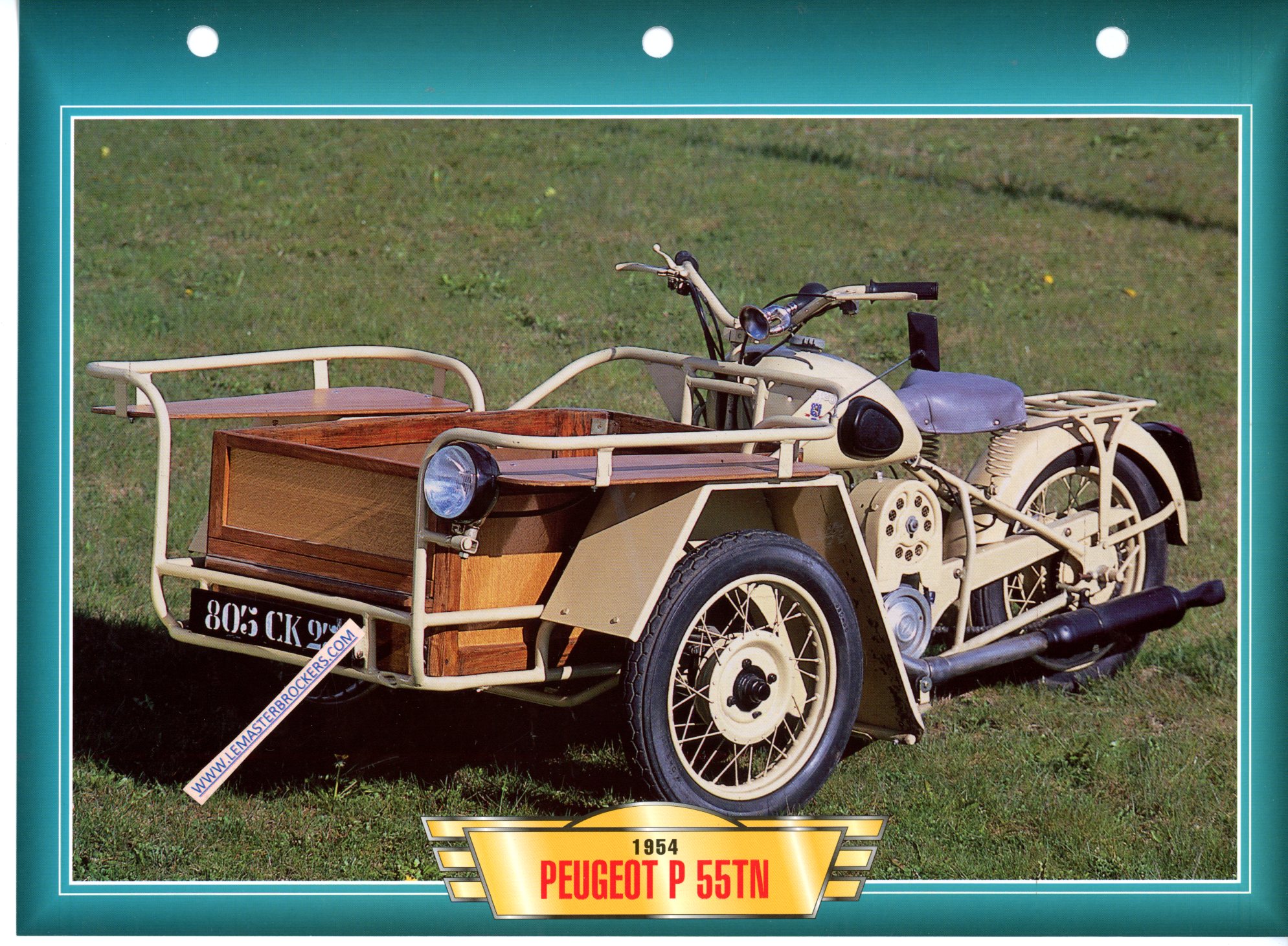DOCUMENT MOTO PEUGEOT P 55TN P55 TN 1954 - FICHE MOTO TRICYCLE