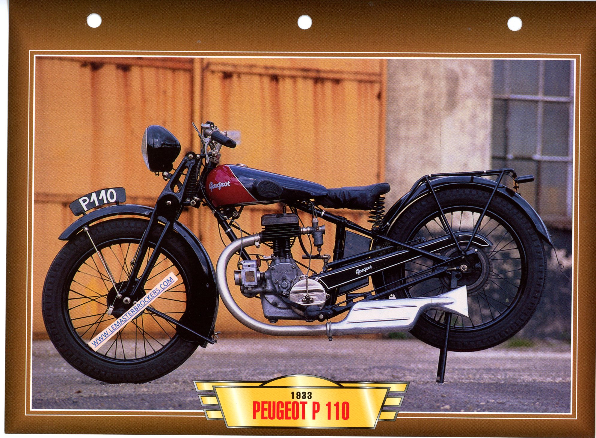 DOCUMENT MOTO PEUGEOT P 110 P110 1933