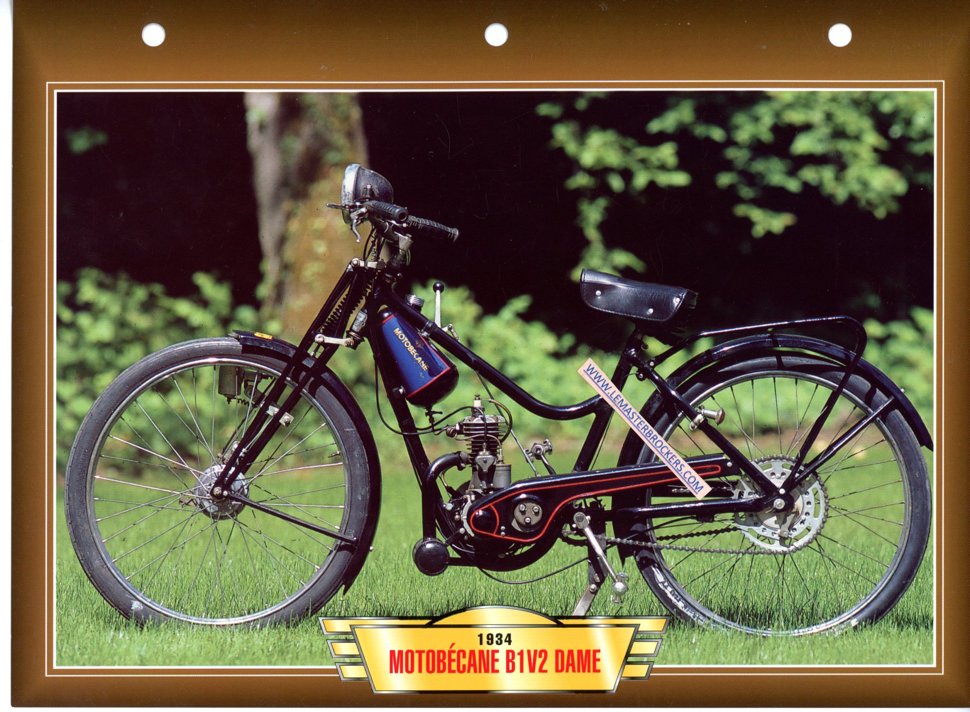 DOCUMENT MOTOBECANE B1 V2 B1V2 DAME 1934
