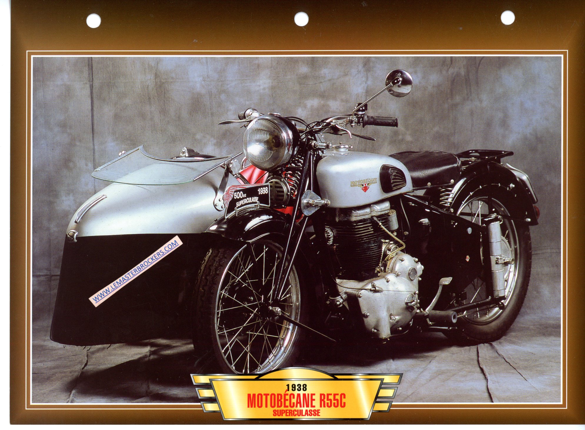 DOCUMENT MOTOBECANE R55 C R55C SUPERCULASSE 1938 SIDE-CAR