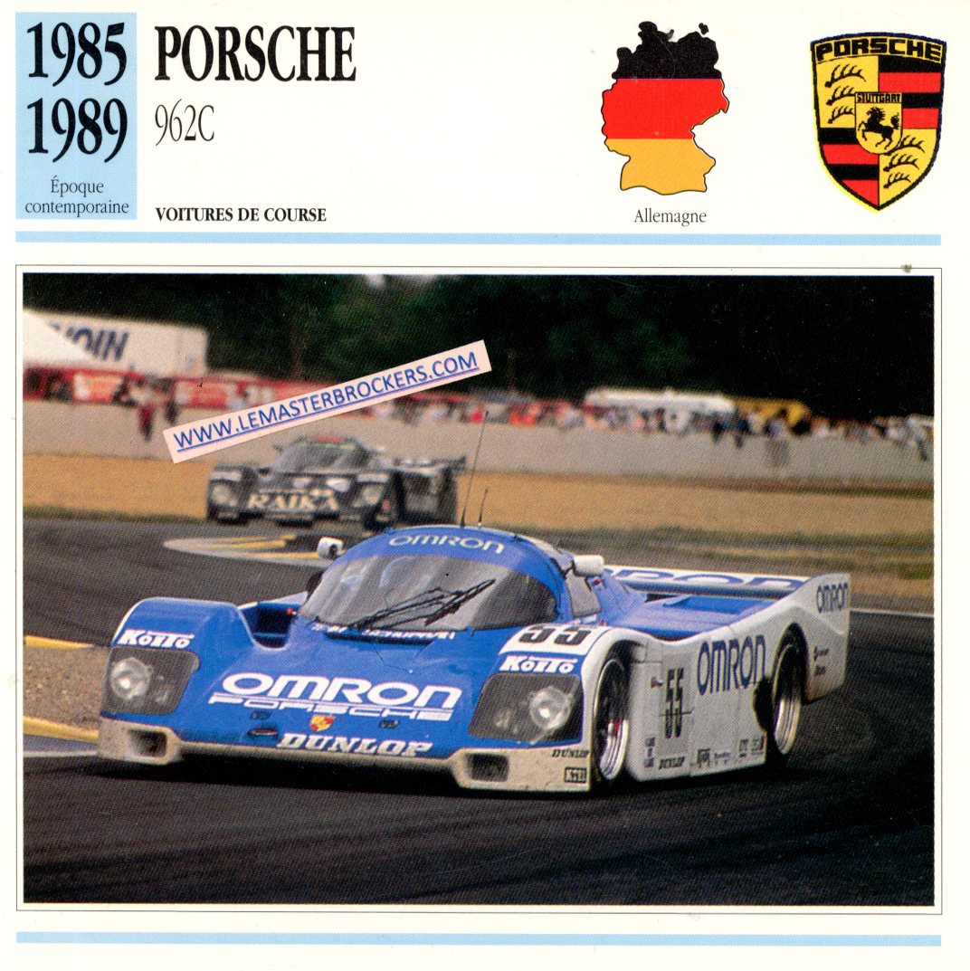 DOCUMENT FICHE PORSCHE 962 C 962C 1985 1989