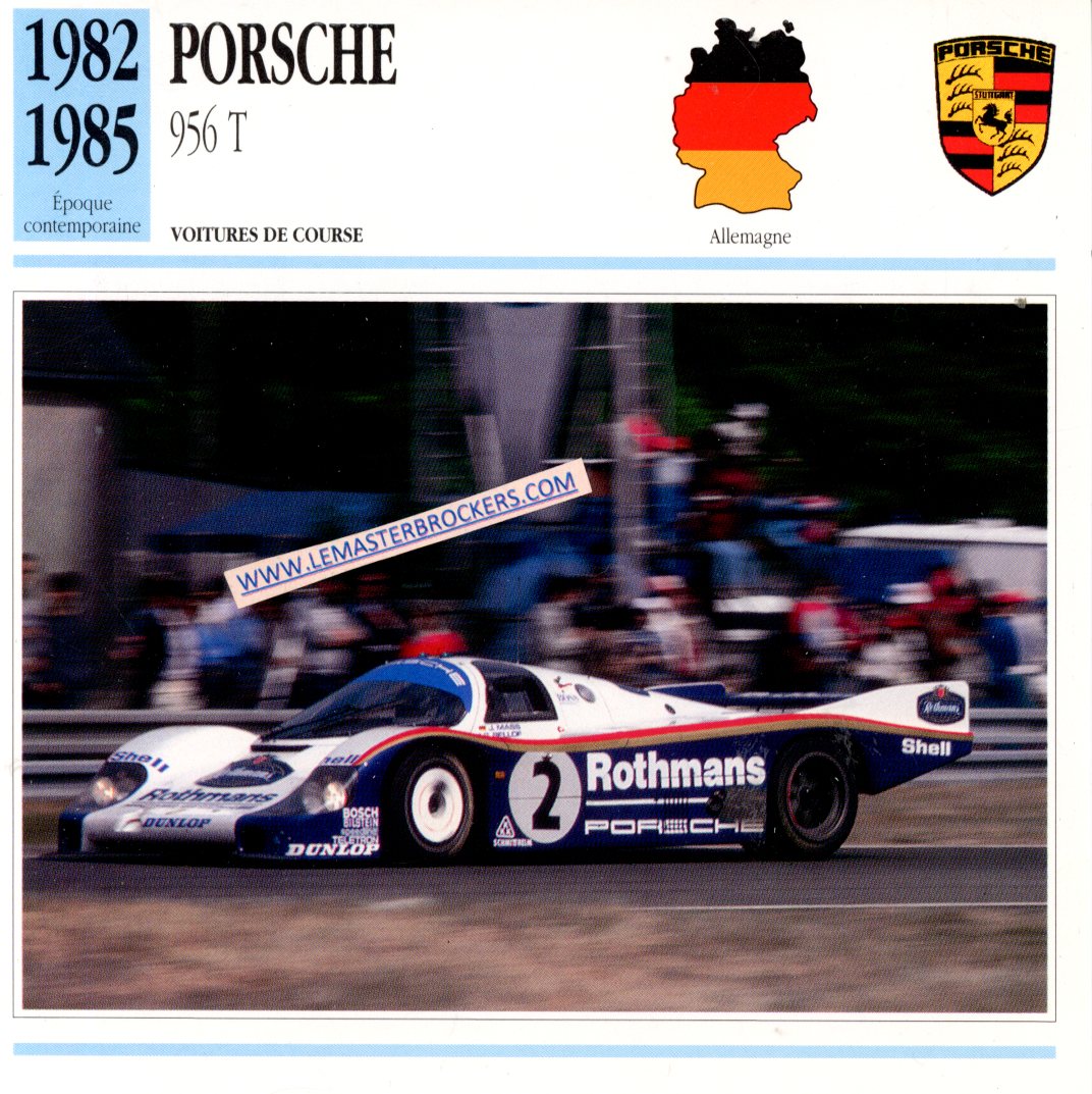 DOCUMENT FICHE PORSCHE 956 T 956T 1982-1985