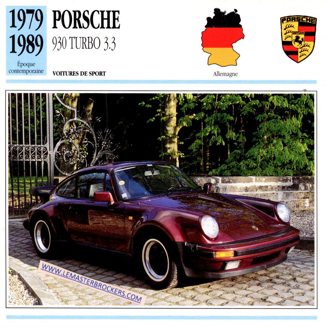 DOCUMENT FICHE AUTO PORSCHE 930 TURBO 3.3 1979 1989