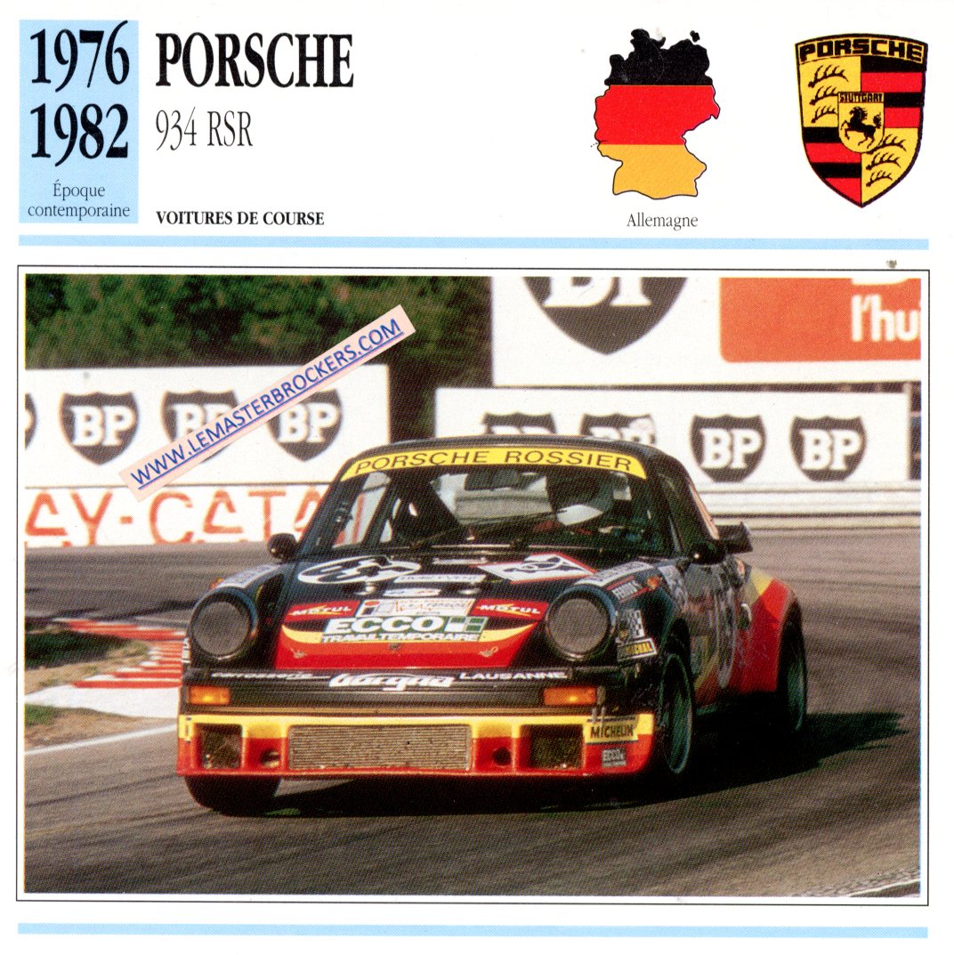 DOCUMENT FICHE AUTO PORSCHE 934 RSR 1976 1982