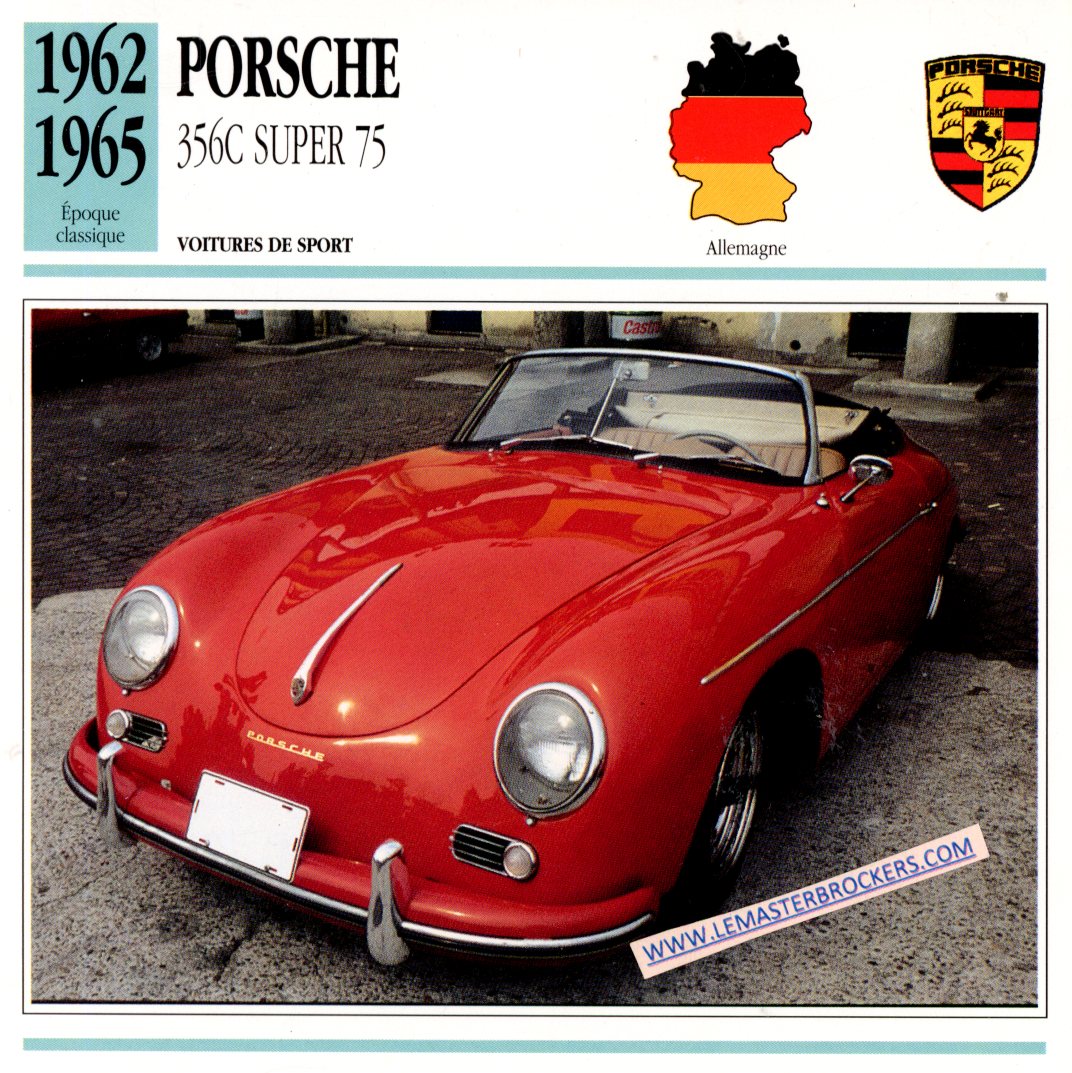 DOCUMENT FICHE AUTO PORSCHE 356 C SUPER 75 356C 1962 1965