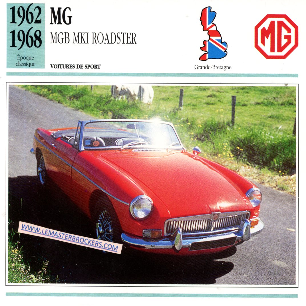 DOCUMENT FICHE AUTO MG MGB MK1 ROADSTER 1962 1968