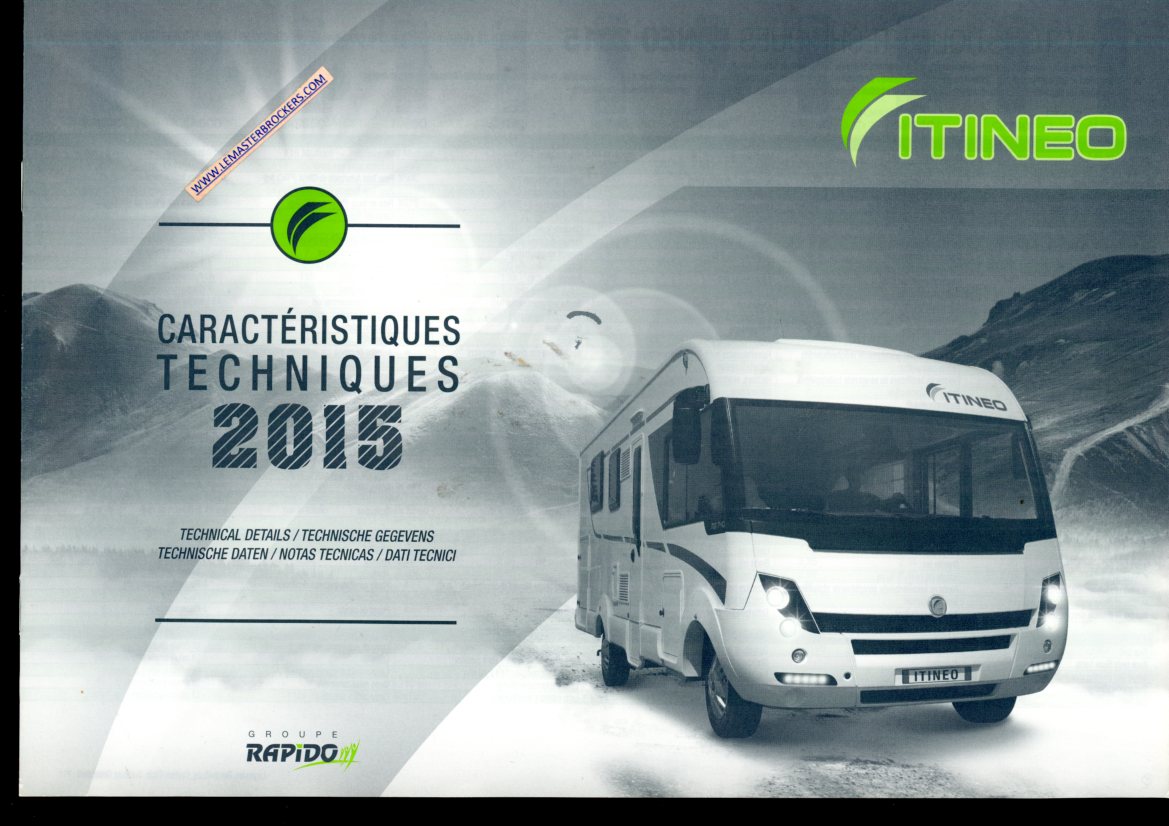 BROCHURE CAMPING-CAR ITINIEO CARACTERISTIQUES TECHNIQUES 2015