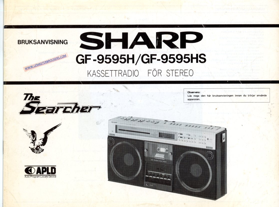 MANUEL UTILISATION SHARP GF-9595H GF-9595HS