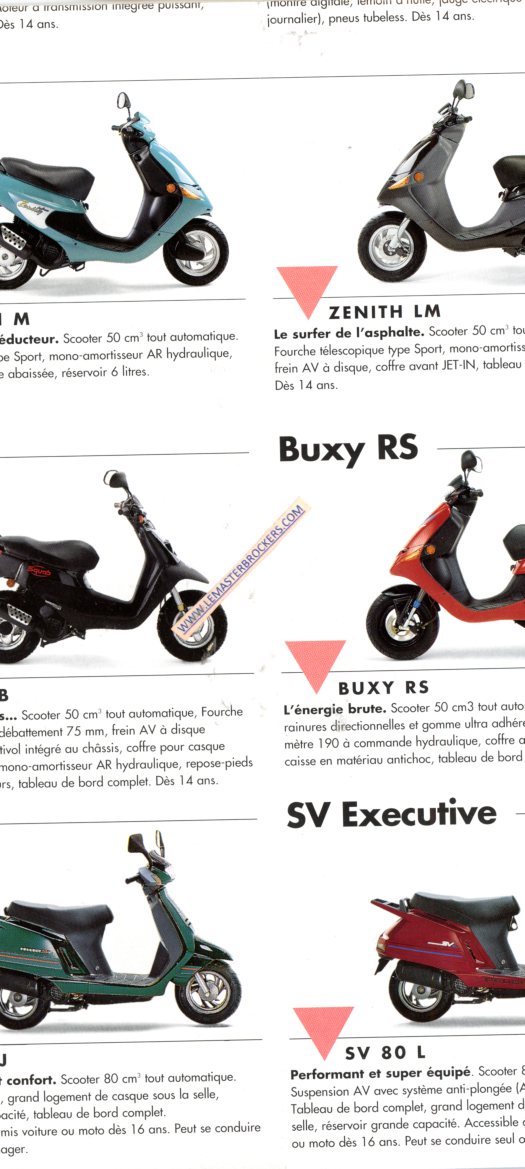 DEPLIANT PEUGEOT SCOOTER SV SQUAB ZENITH 2001