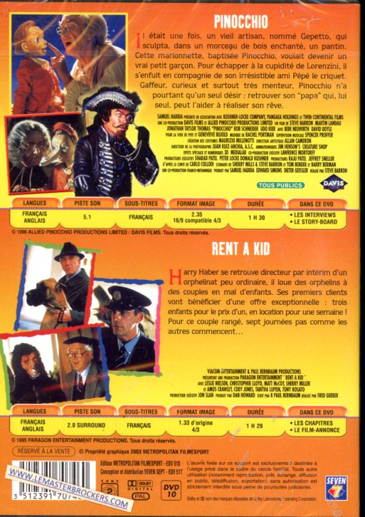 DVD DE PINOCCHIO   RENT-A-KID