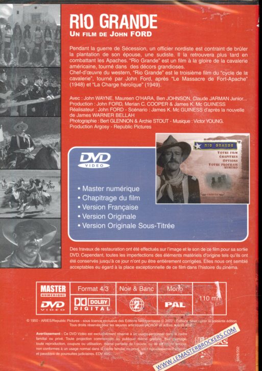 DVD FILM RIO GRANDE - JOHN WAYNE - WESTERN