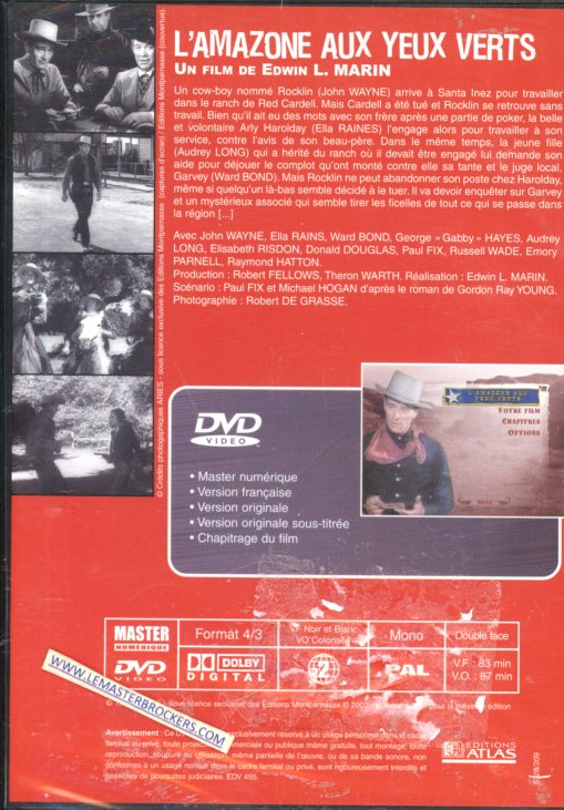LAMAZONE AU YEUX VERT - JOHNE WAYNE dvd WESTERNS