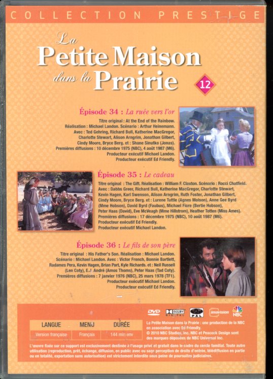 DVD LA PETITE MAISON DANS LA PRAIRIE - EPISODES 34 A 36