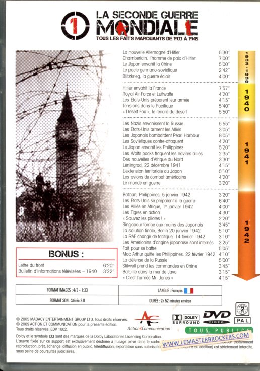 DOCUMENTAIRE DVD  LA SECONDE GUERRE MONDIALE TOUS LES FAITS MARQUANTS DE 1933 A 1945
