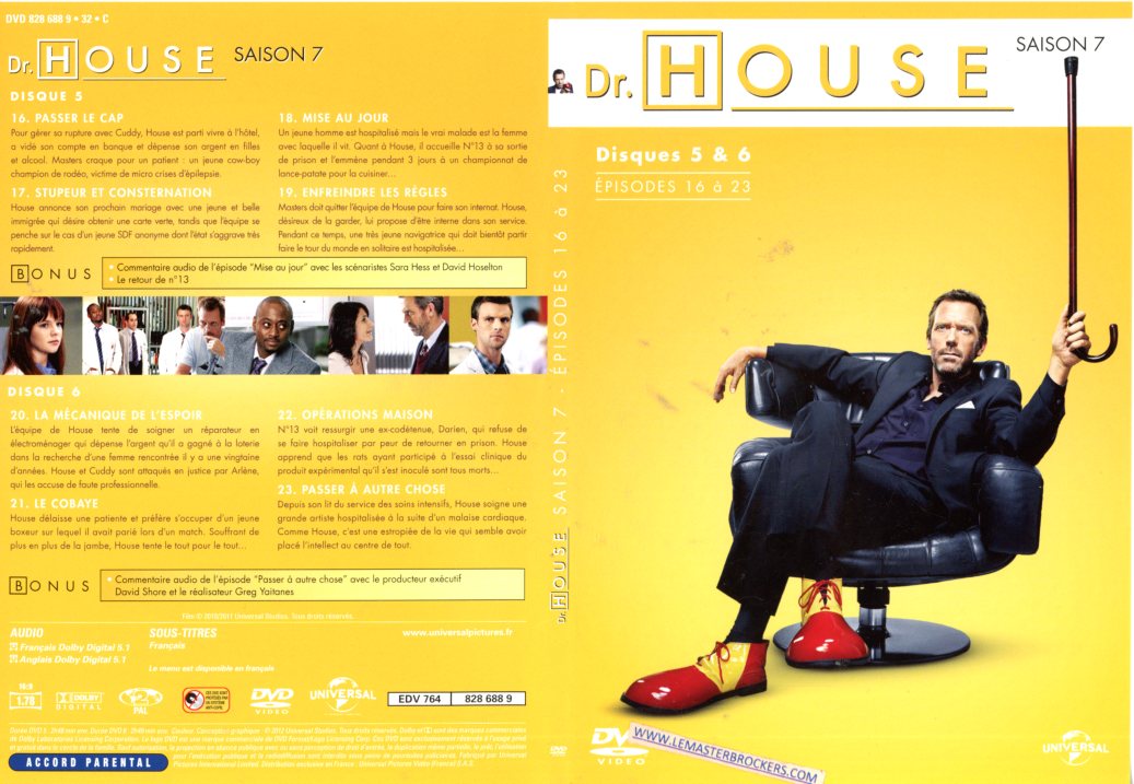DVD DU Dr HOUSE SAISON 7 - EPISODES 16 A 23